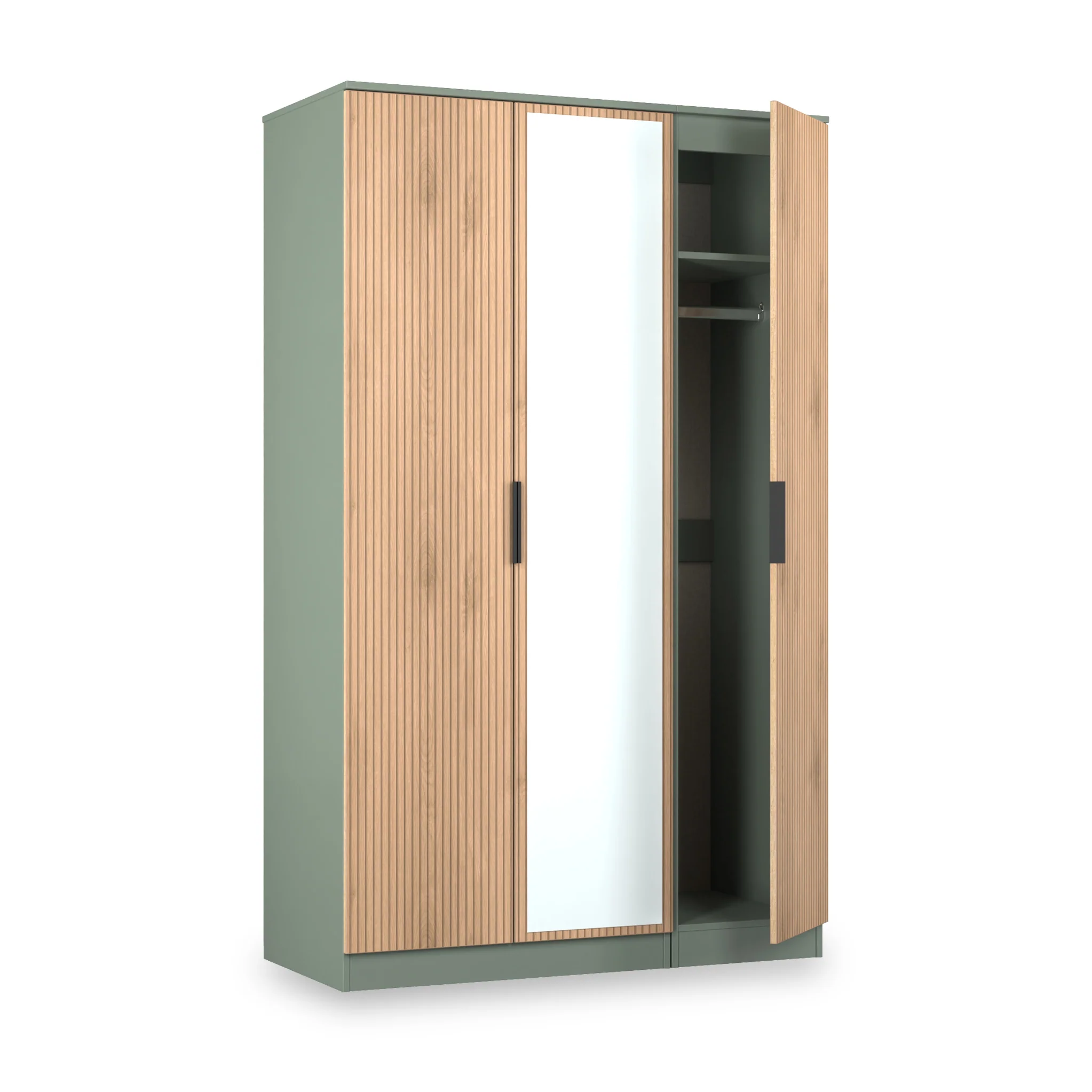 Jago Slatted Effect Tall 3 Door Mirrored Wardrobe - Image 7