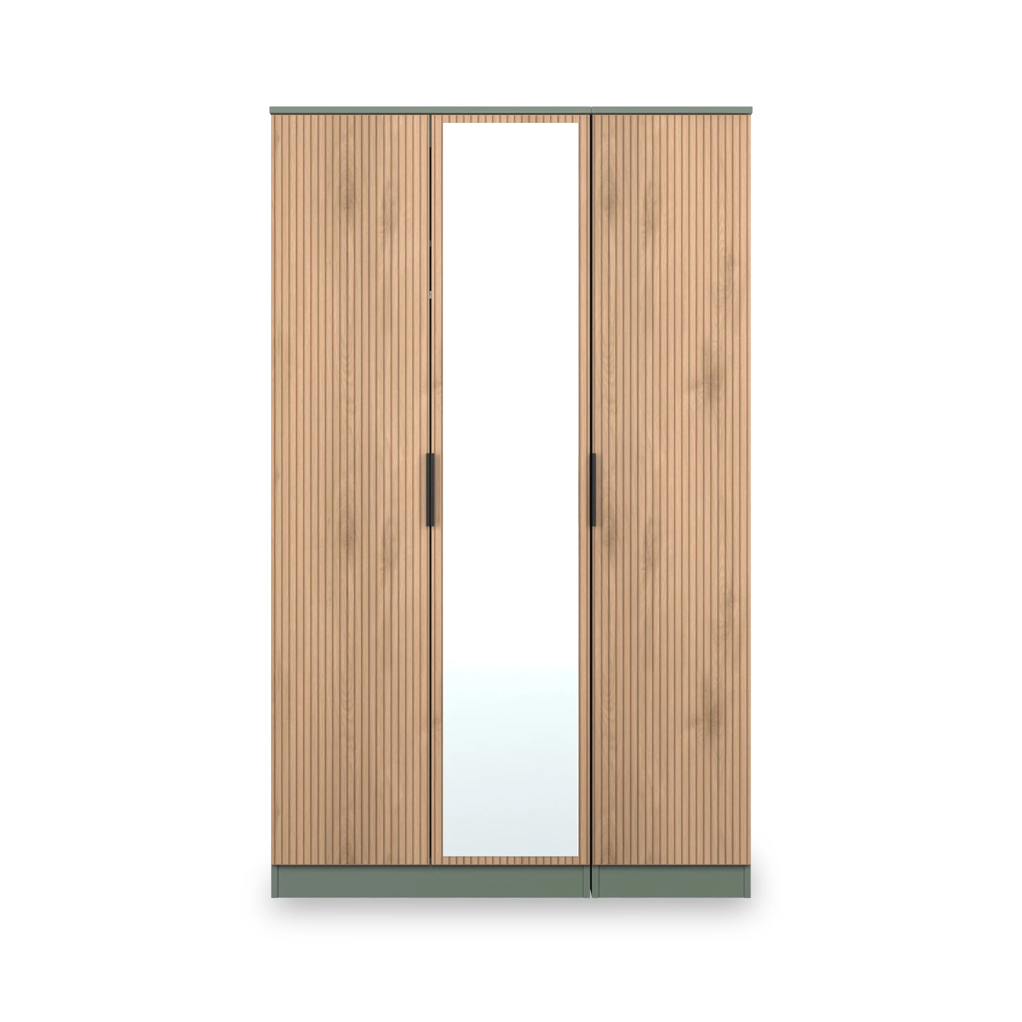 Jago Slatted Effect Tall 3 Door Mirrored Wardrobe - Image 8