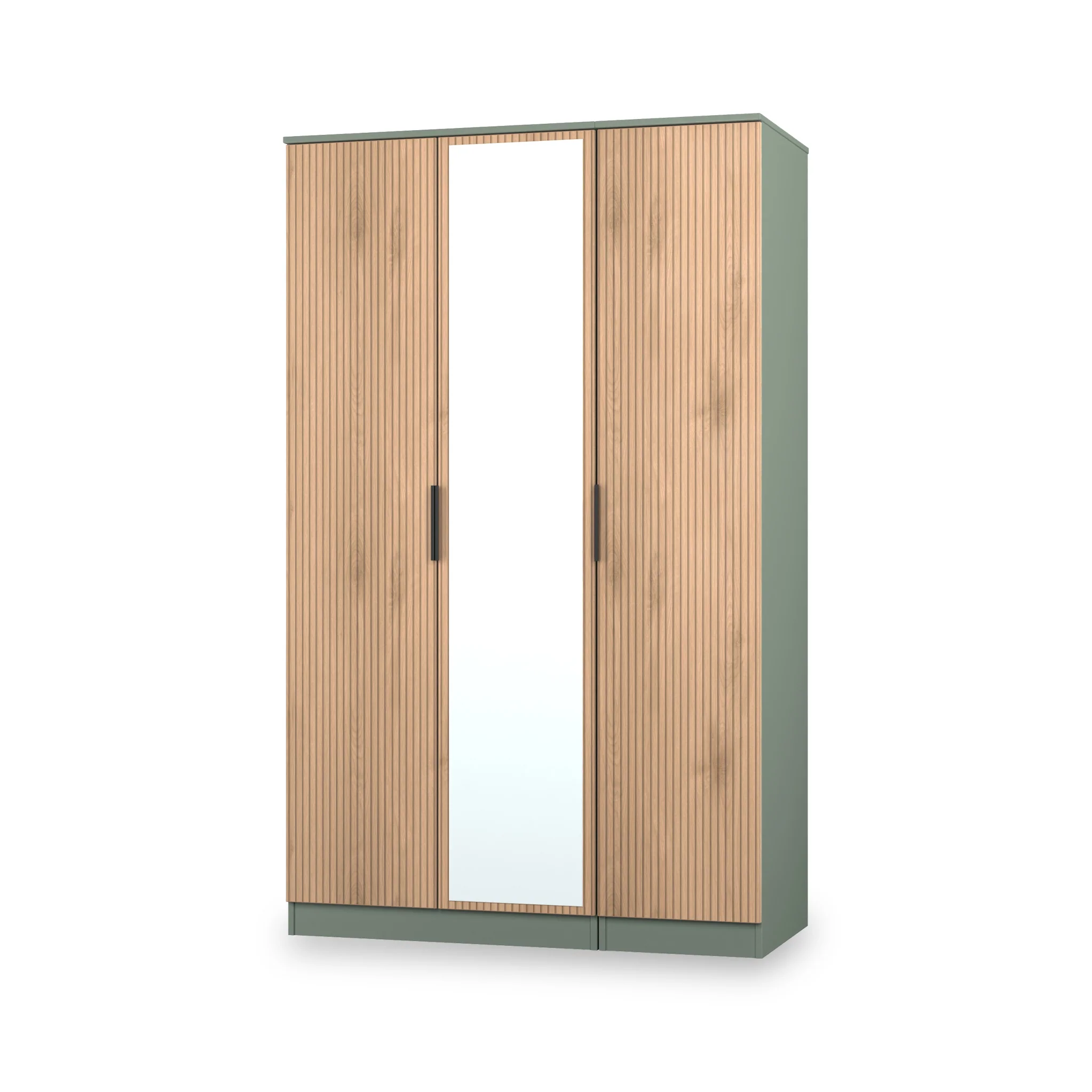 Jago Slatted Effect Tall 3 Door Mirrored Wardrobe - Image 9