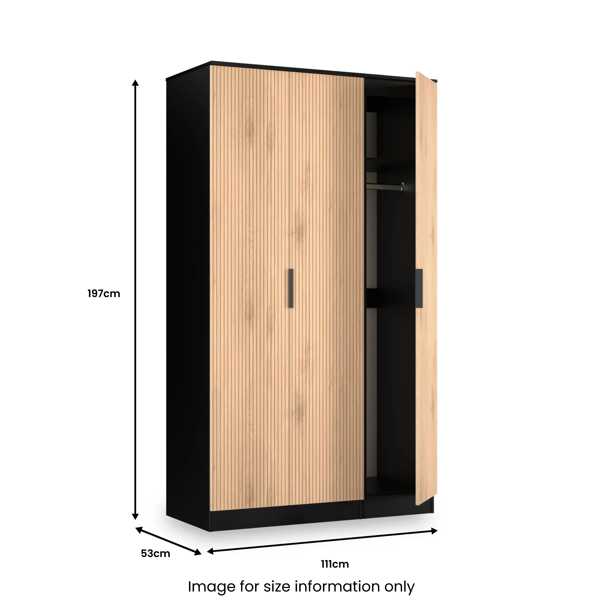Jago Slatted Effect Tall 3 Door Wardrobe - Image 19
