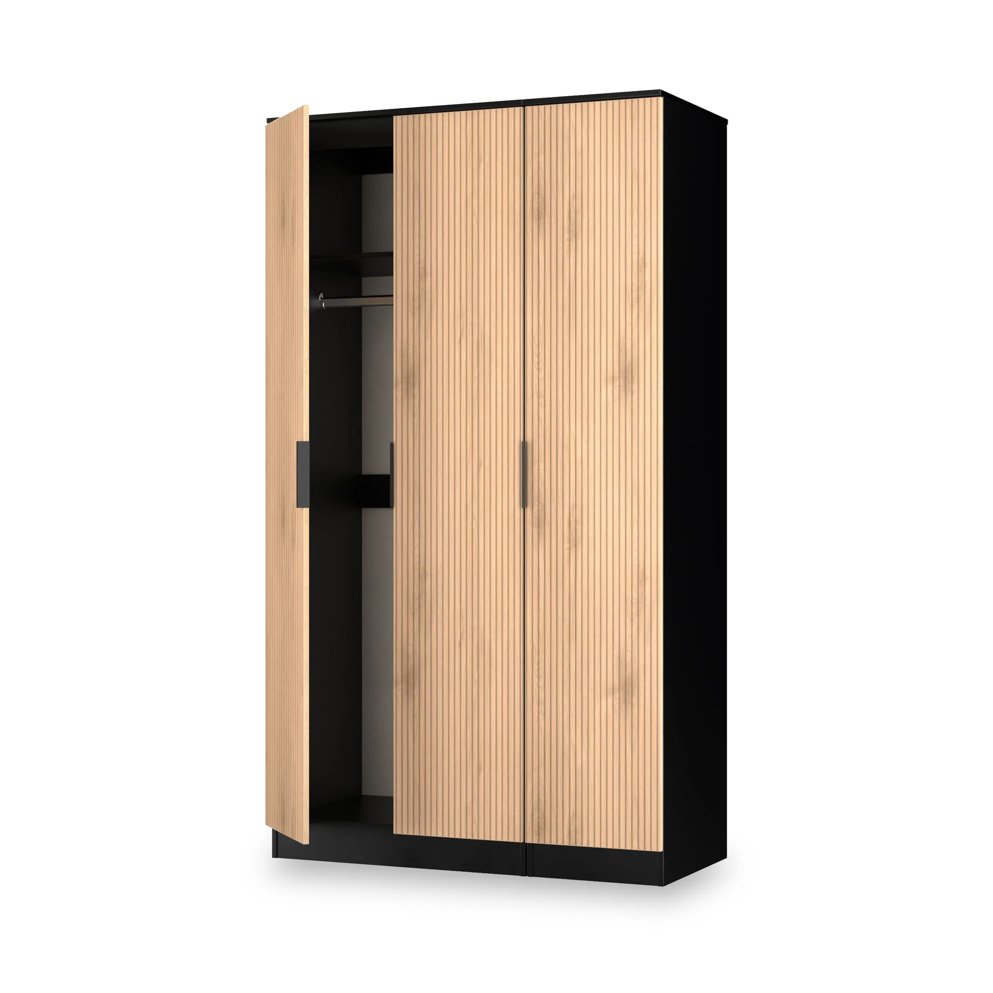 Jago Slatted Effect Tall 3 Door Wardrobe - Image 5