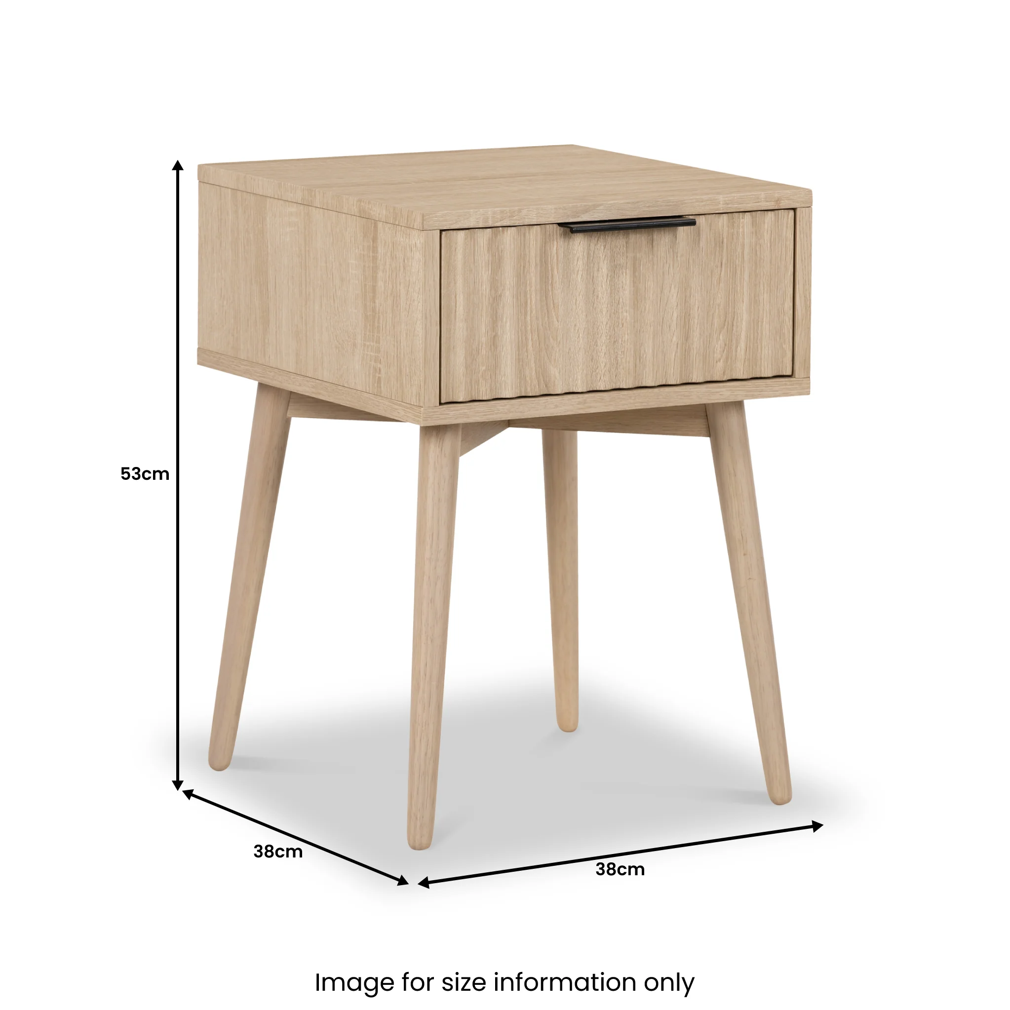 Jakob Oak 1 Drawer Grooved Side Table - Image 11