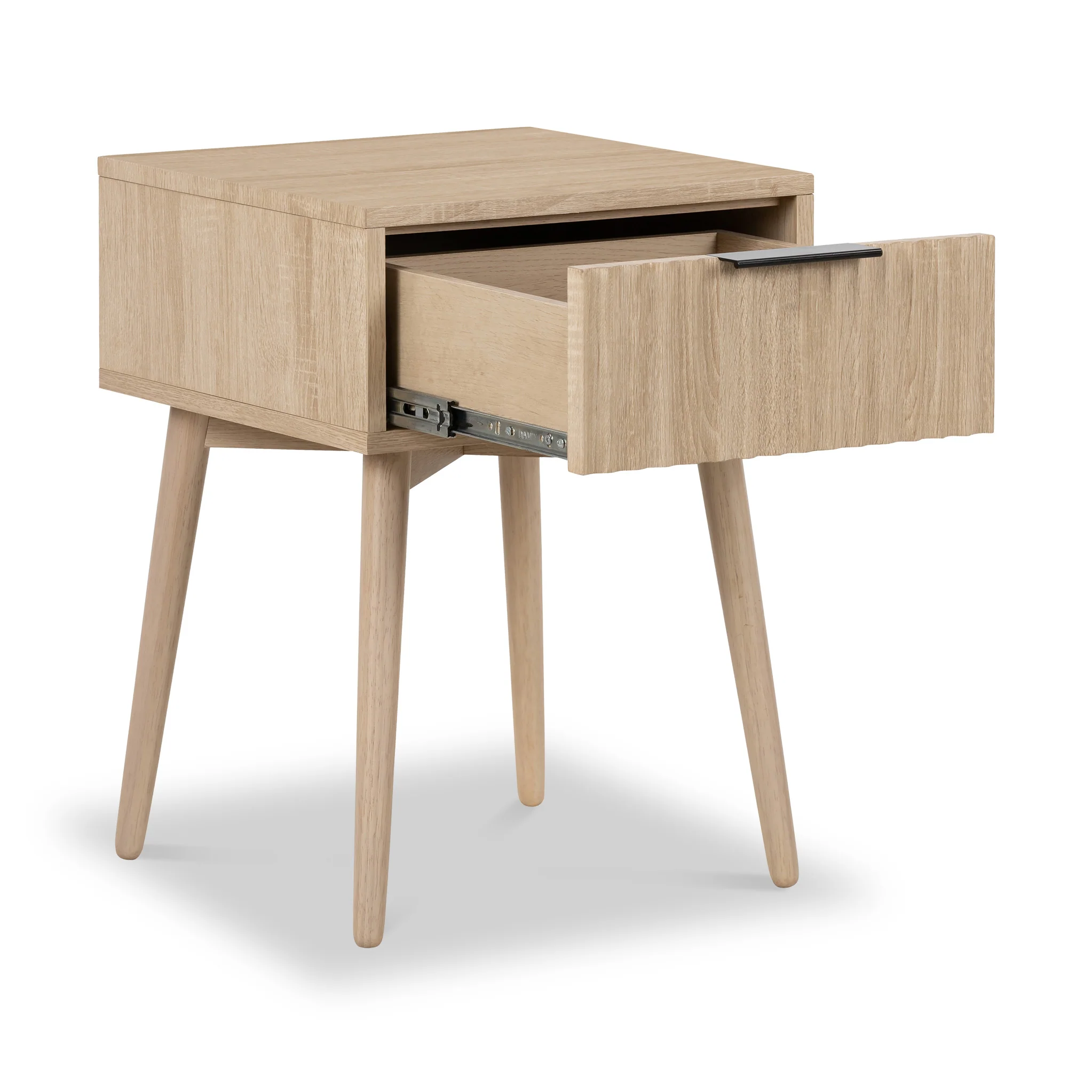 Jakob Oak 1 Drawer Grooved Side Table - Image 4