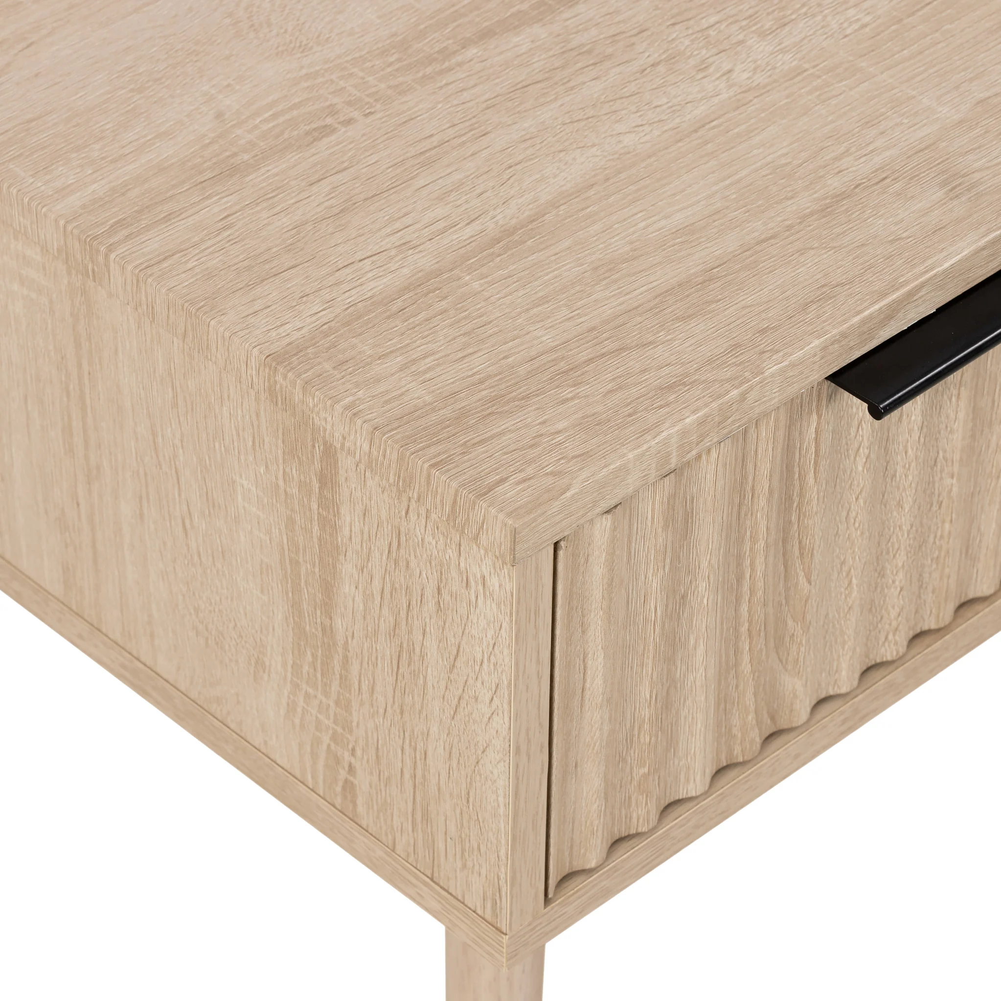Jakob Oak 1 Drawer Grooved Side Table - Image 8