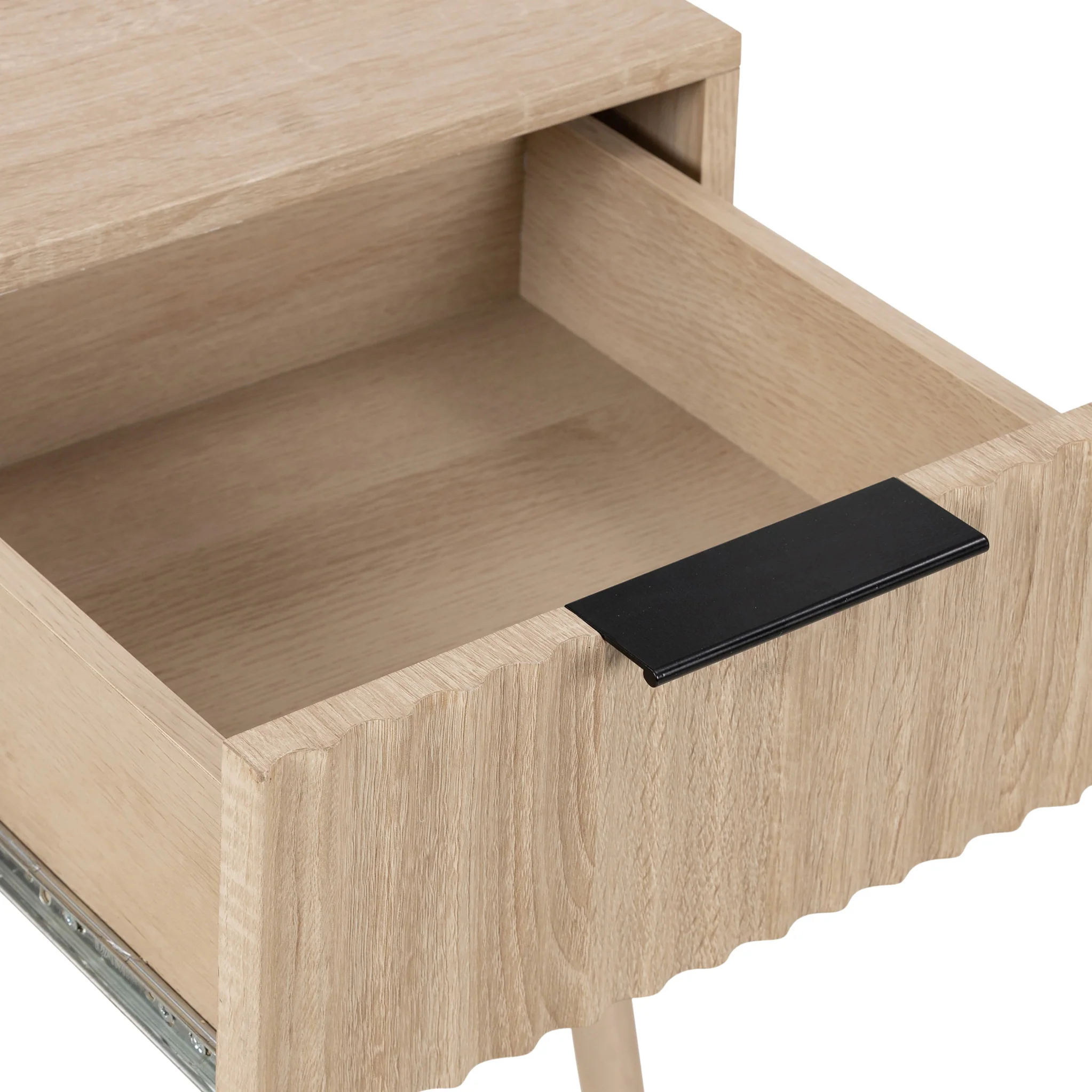 Jakob Oak 1 Drawer Grooved Side Table - Image 14