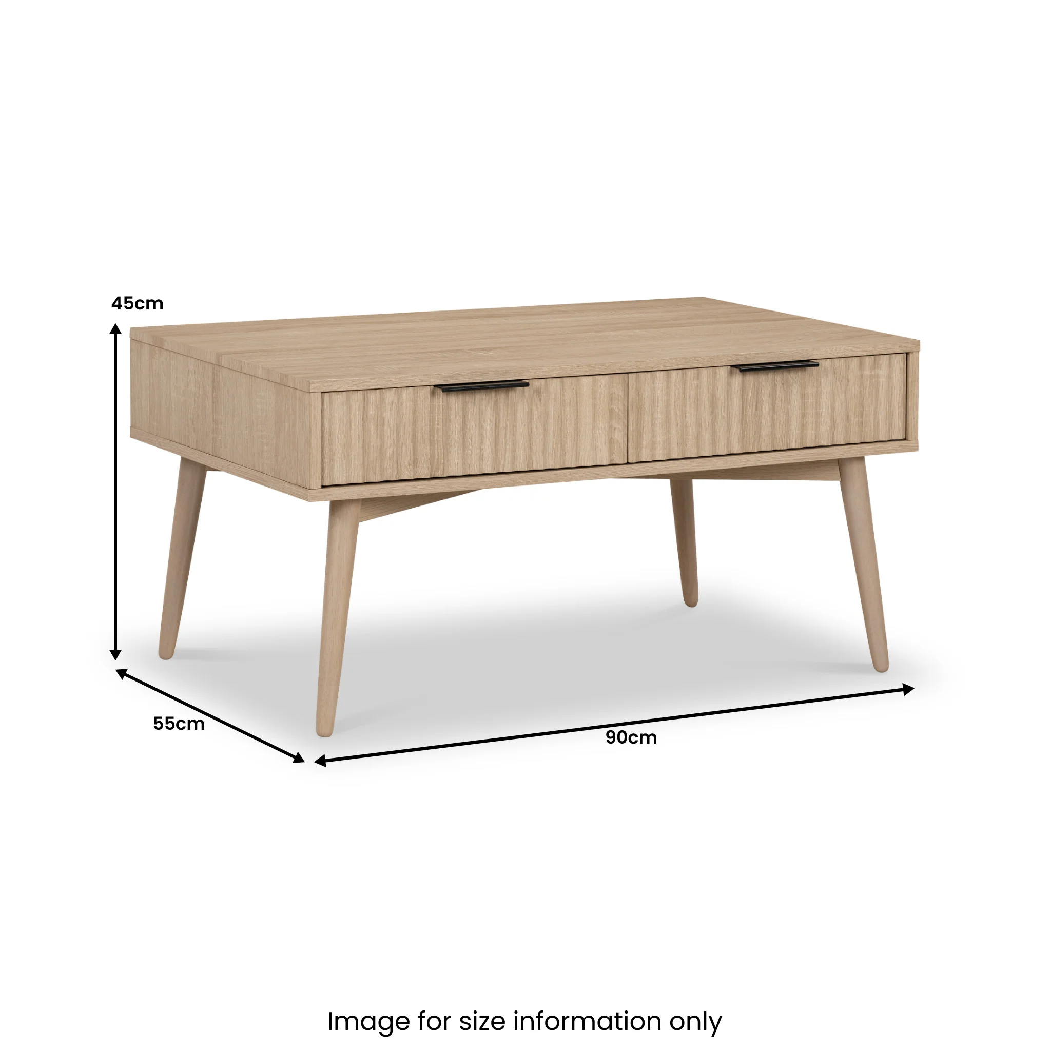 Jakob Oak 2 Drawer Grooved Coffee Table - Image 15
