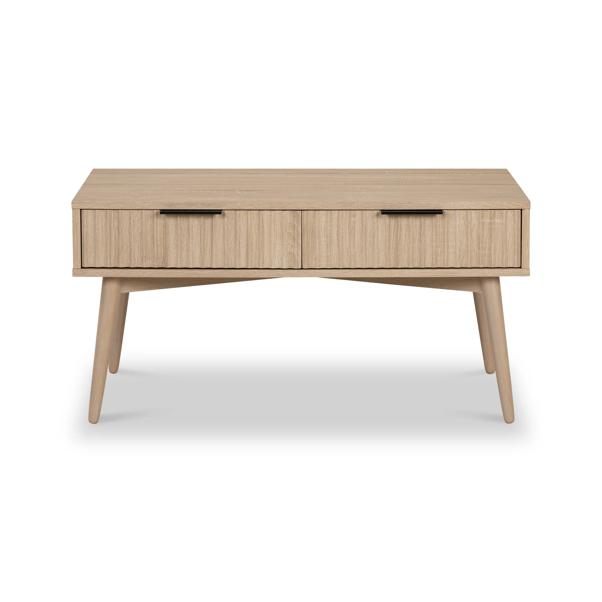 Jakob Oak 2 Drawer Grooved Coffee Table - Image 3