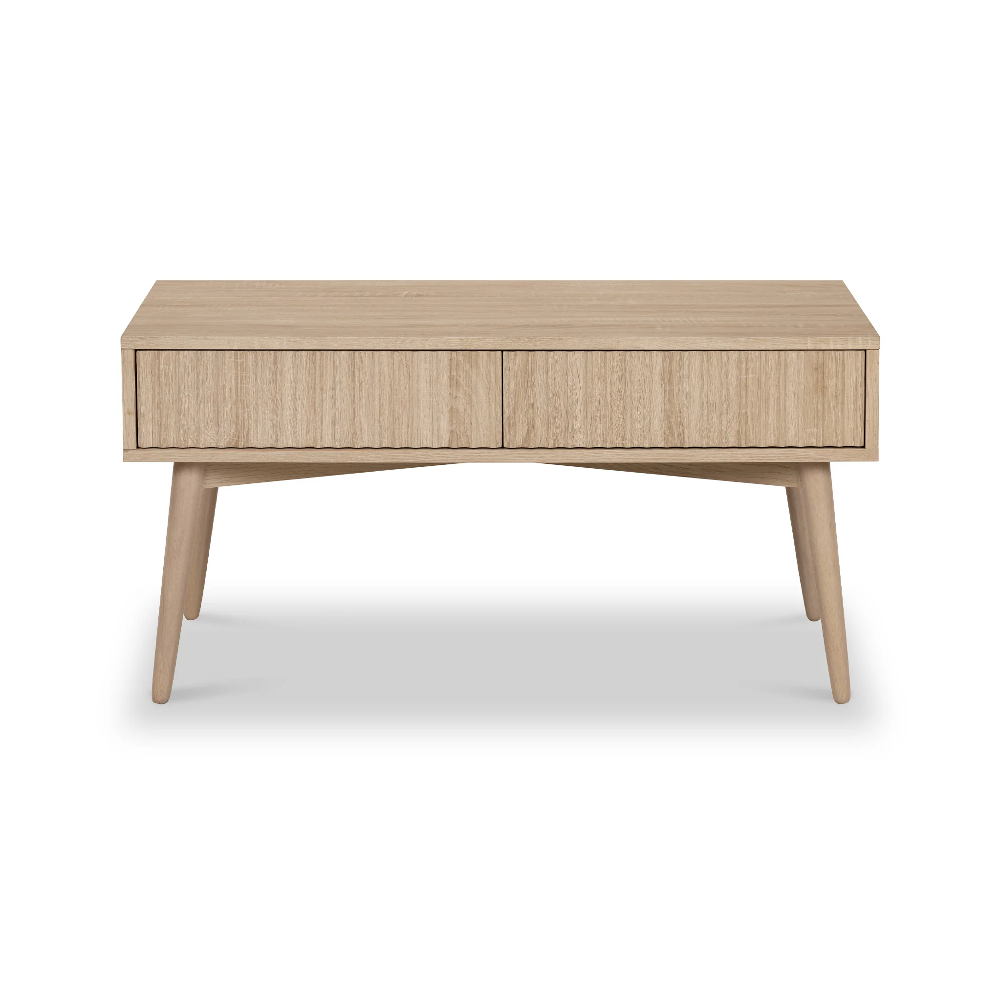 Jakob Oak 2 Drawer Grooved Coffee Table - Image 4