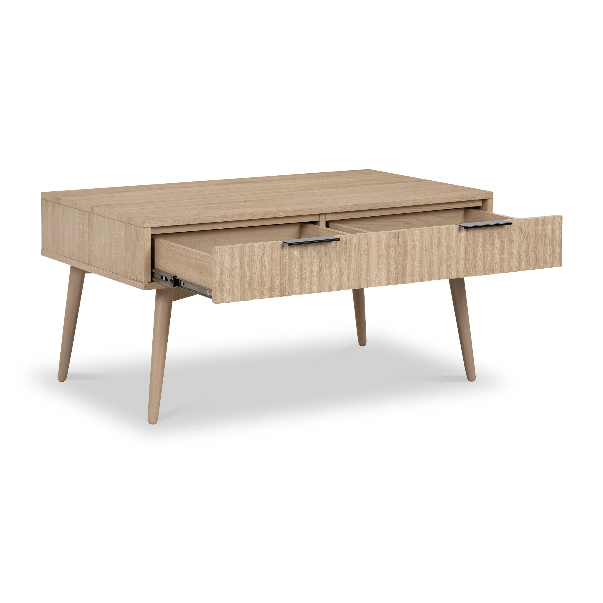 Jakob Oak 2 Drawer Grooved Coffee Table - Image 5