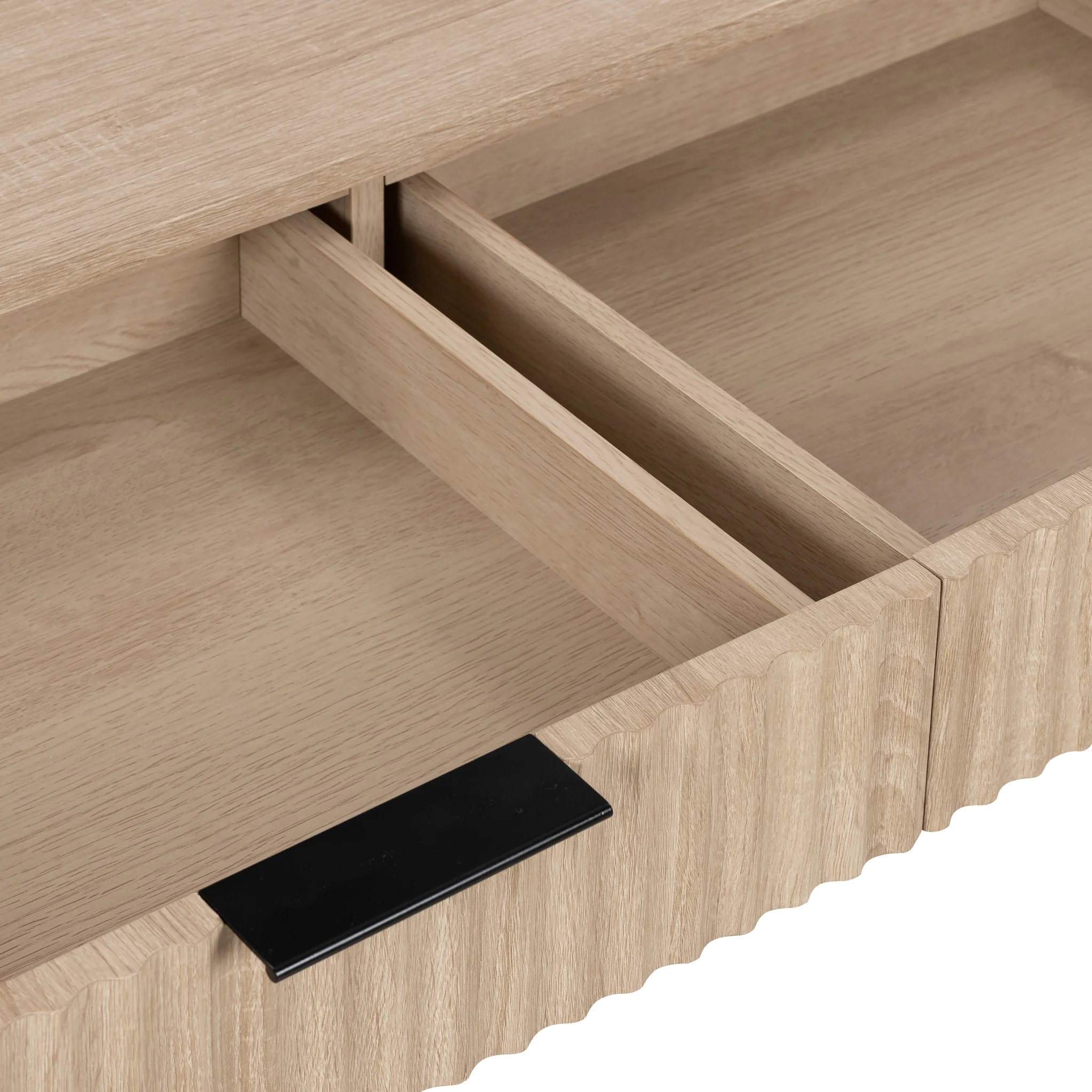 Jakob Oak 2 Drawer Grooved Coffee Table - Image 8
