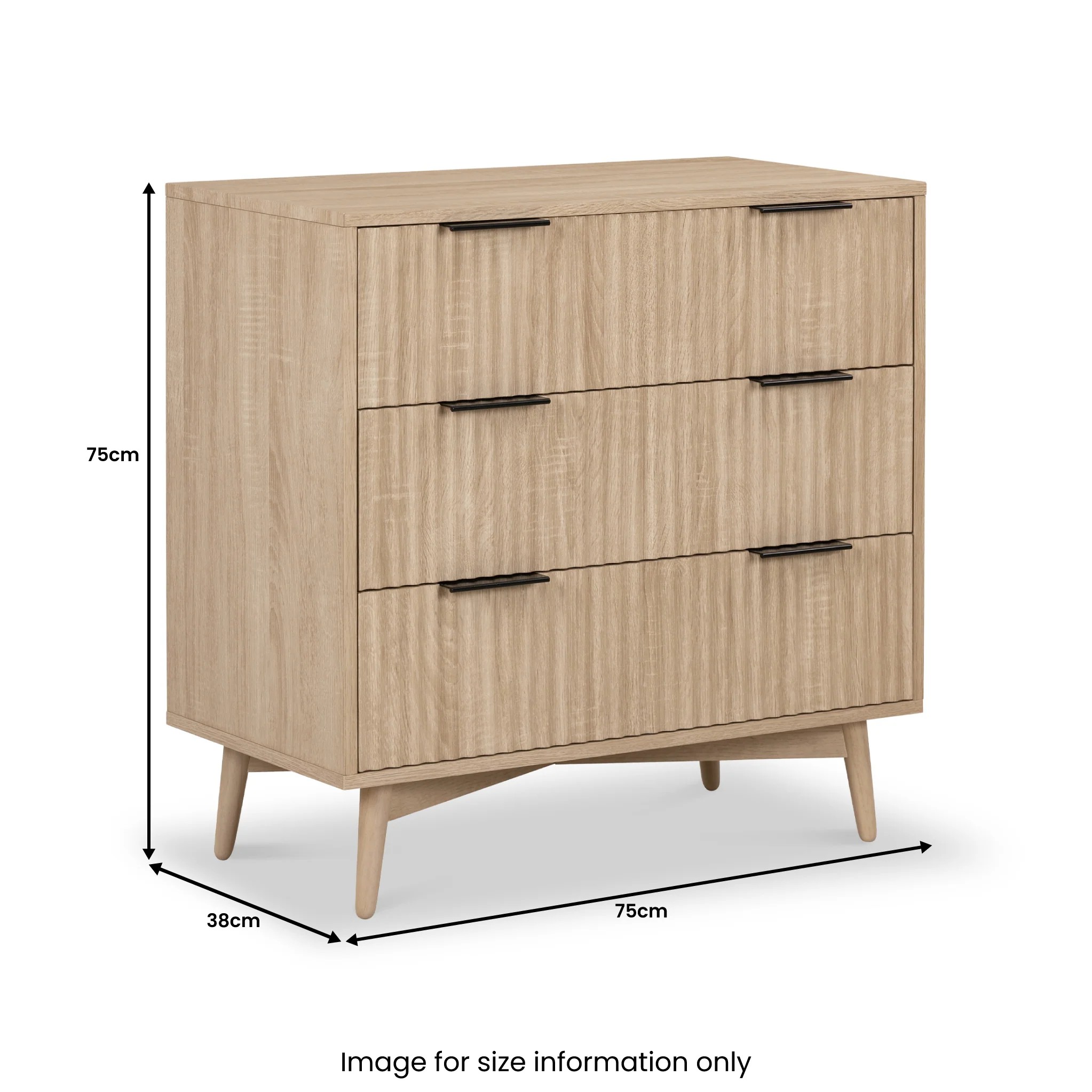 Jakob Oak 3 Drawer Grooved Chest - Image 14