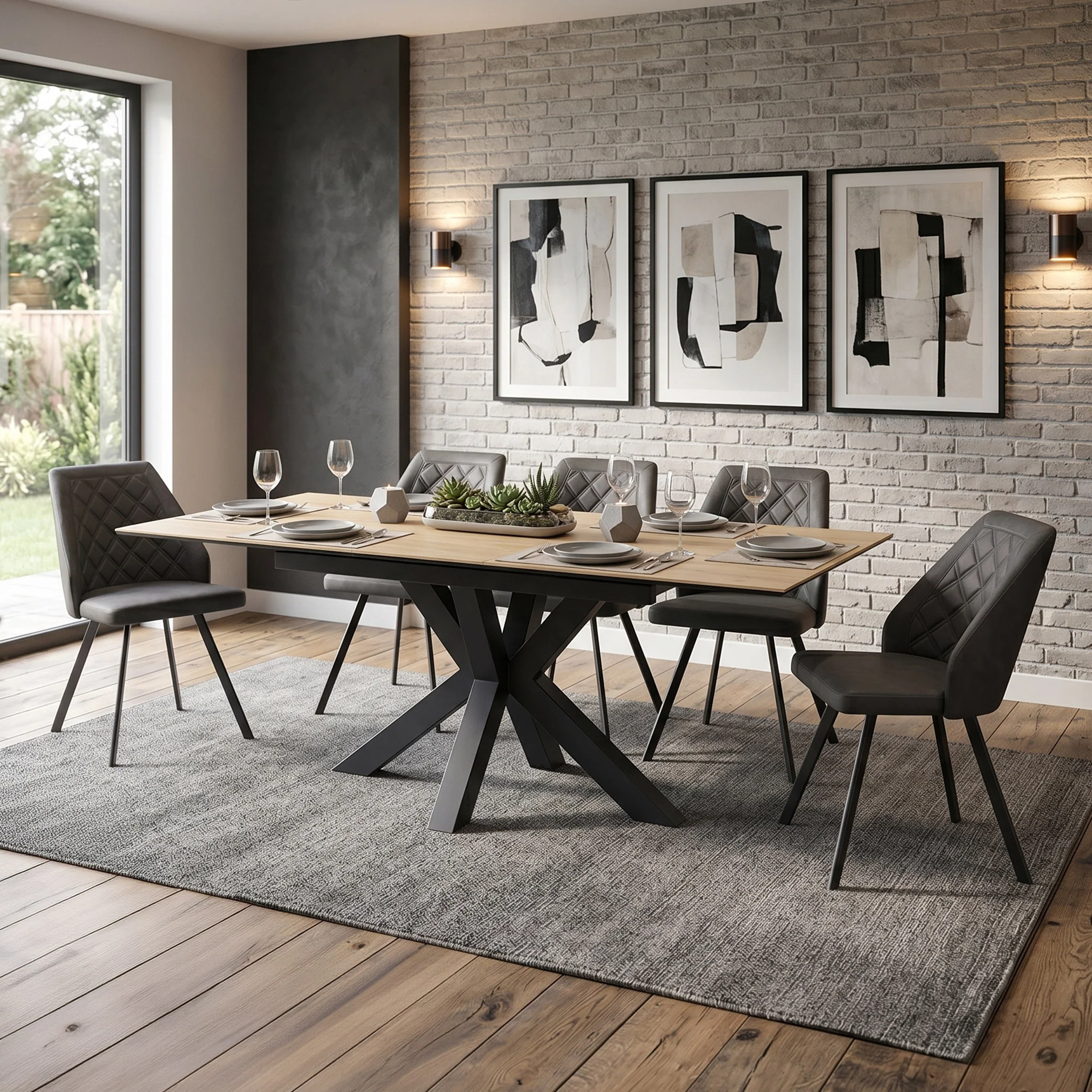 Jara Wood 140-180cm Extending Ceramic Dining Table - Image 2