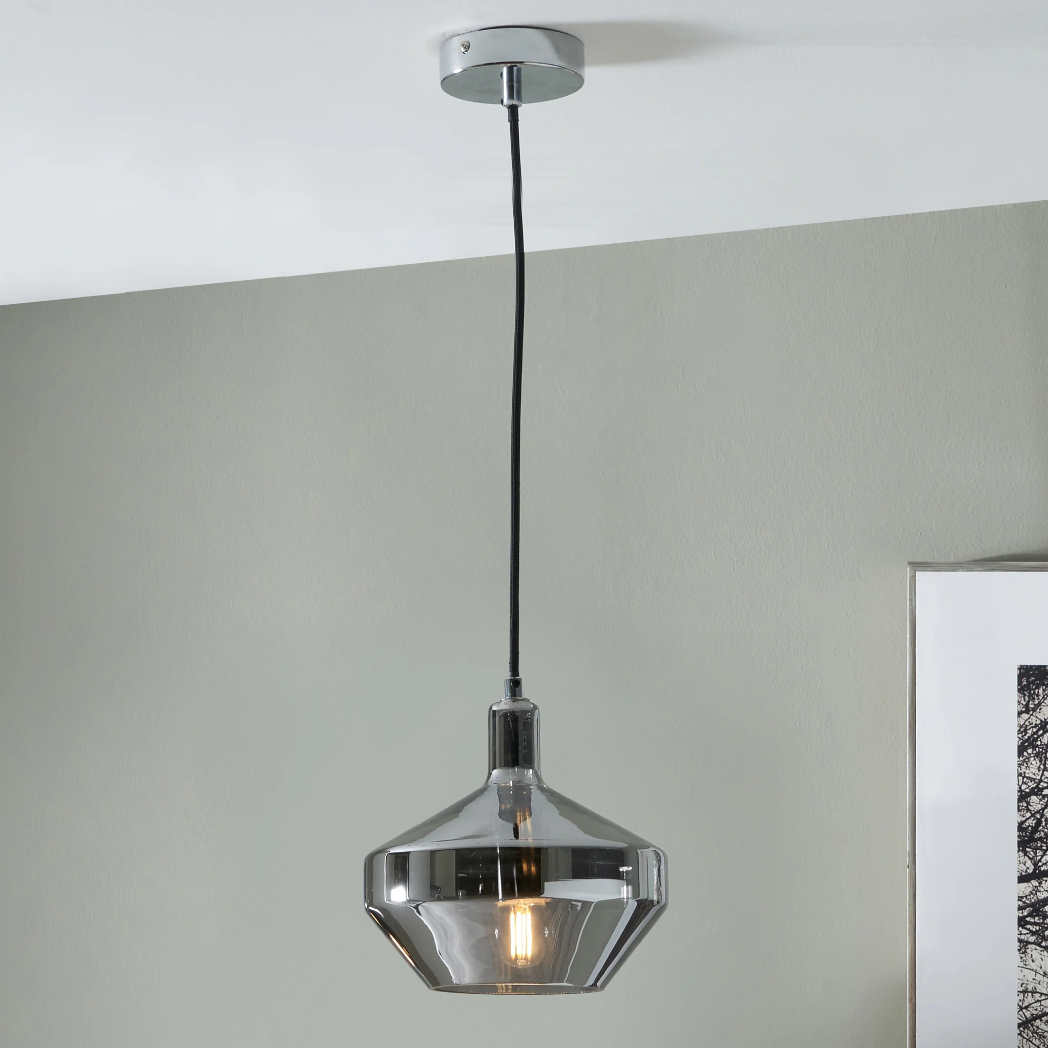 Jaxon Shiny Smoked Glass Domed Pendant - Image 2