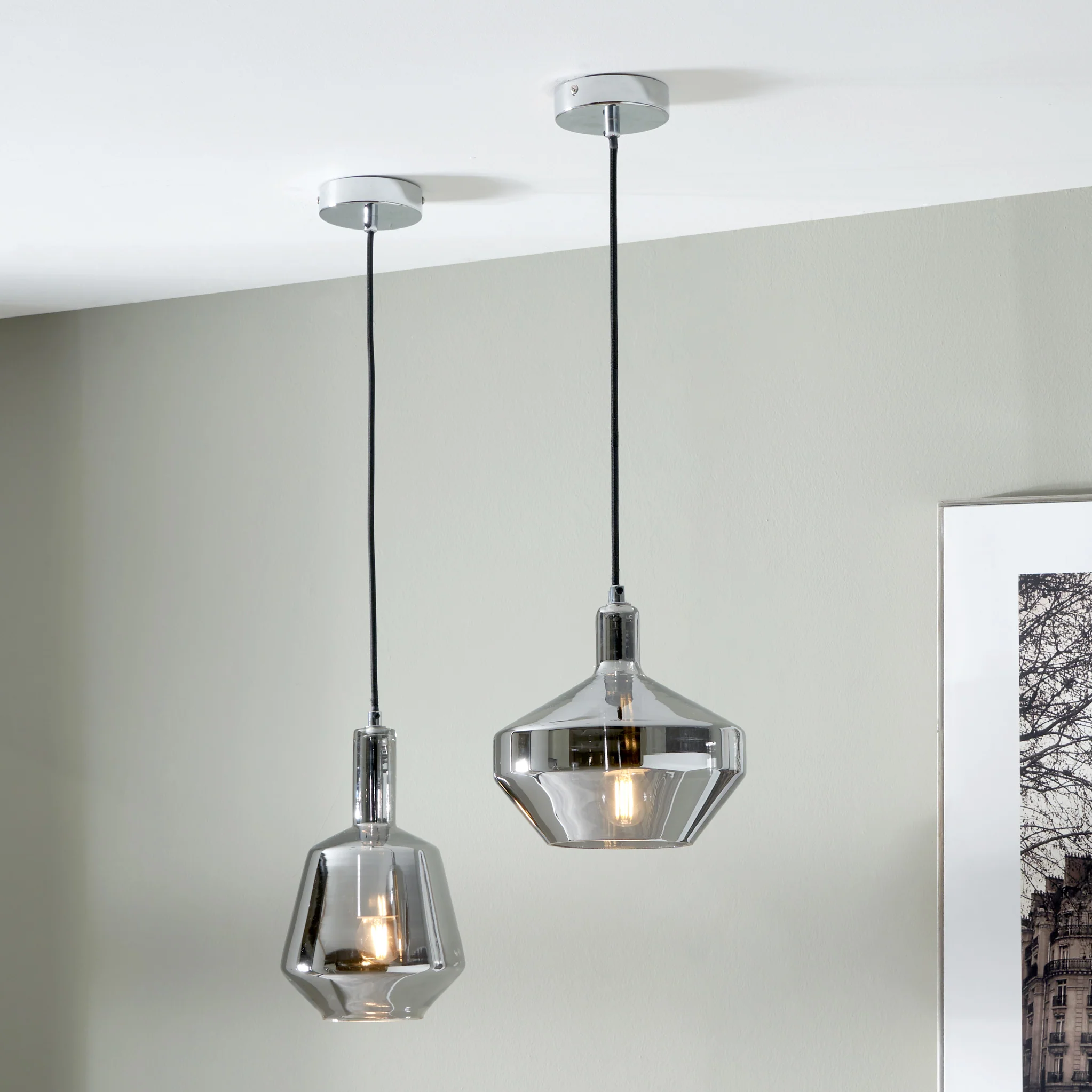 Jaxon Shiny Smoked Glass Domed Pendant - Image 4