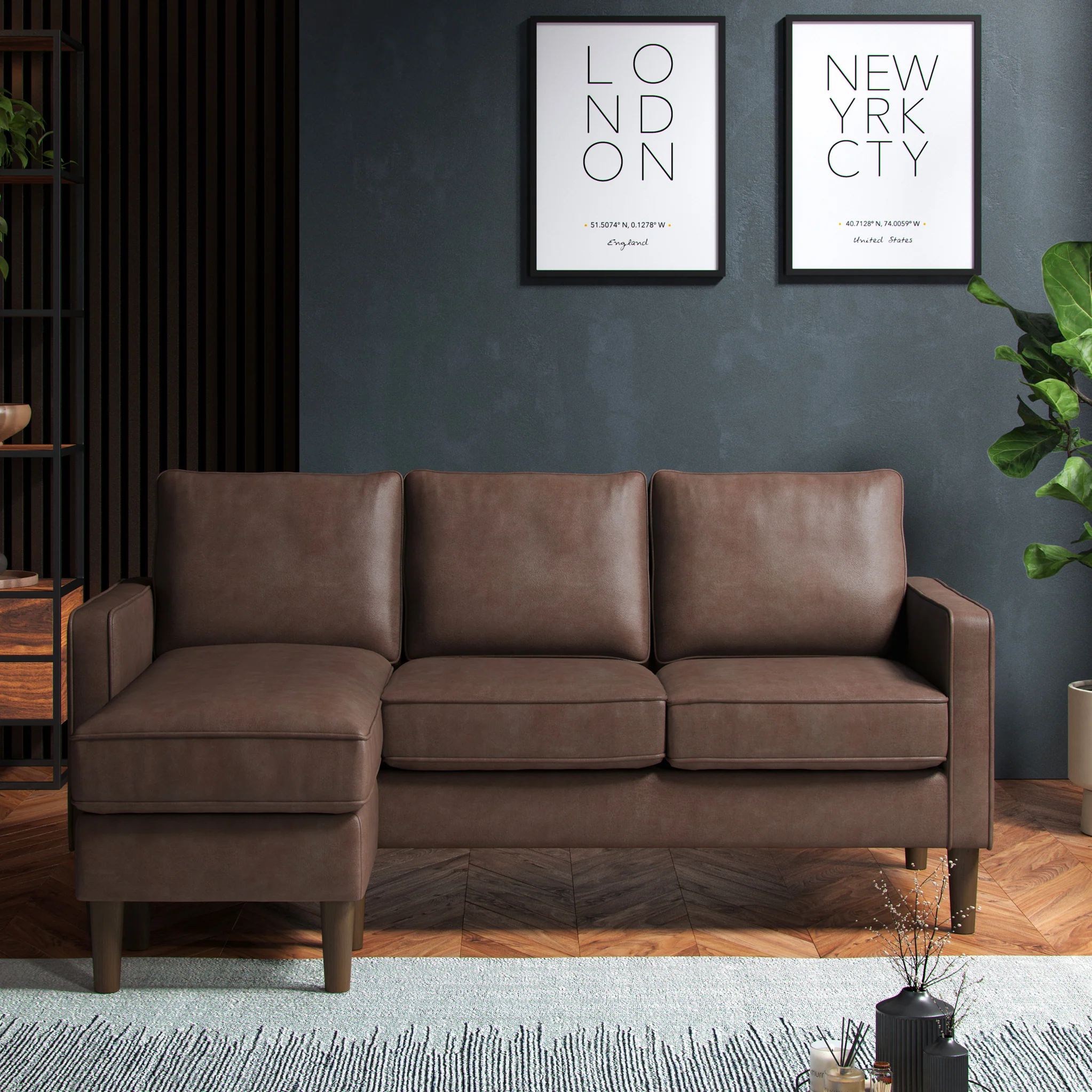 Jefri Faux Leather Reversible Chaise Sofa - Image 6