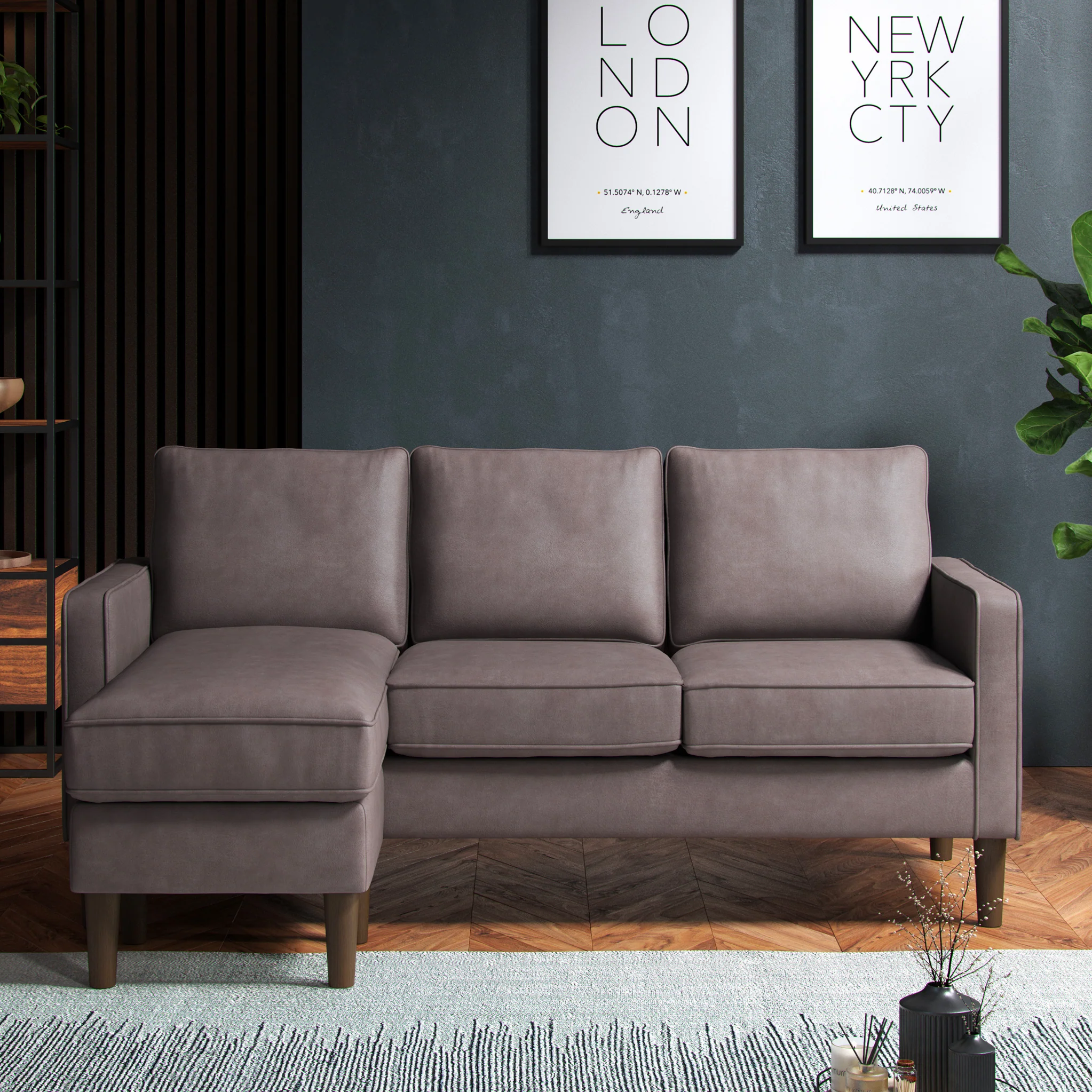Jefri Faux Leather Reversible Chaise Sofa - Image 9