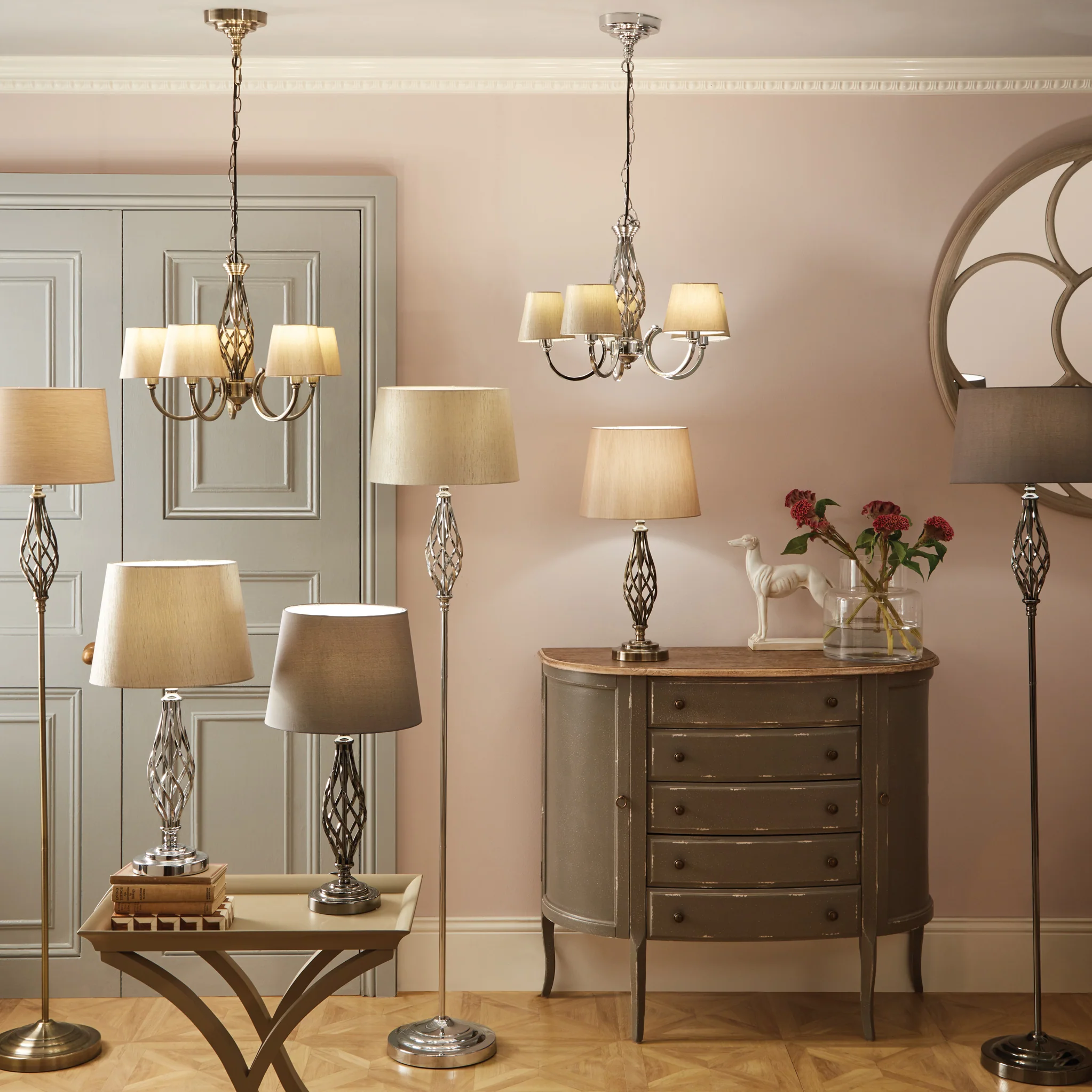 Jenna Antique Brass Metal Twist Detail Floor Lamp - Image 4