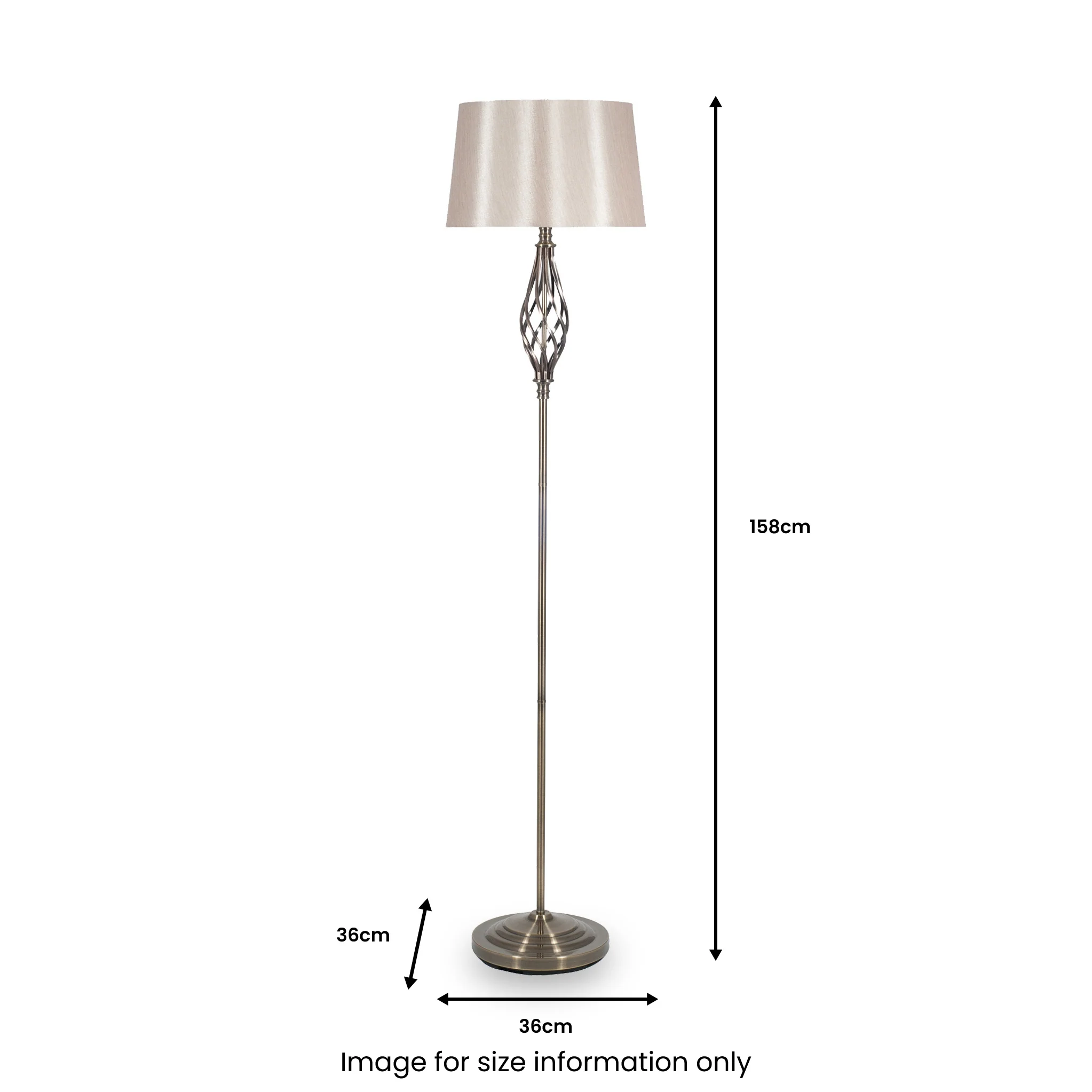 Jenna Antique Brass Metal Twist Detail Floor Lamp - Image 5