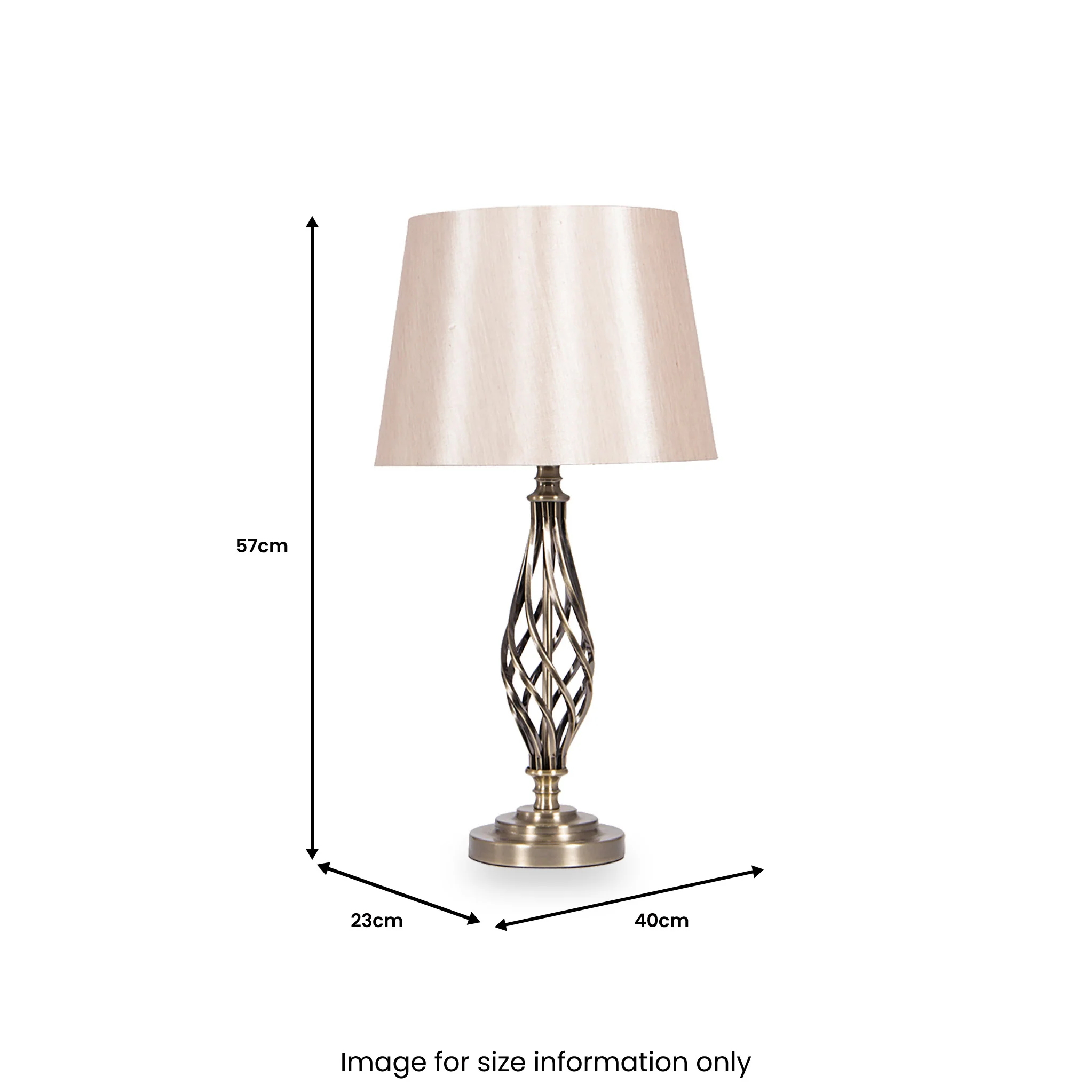 Jenna Antique Brass Metal Twist Detail Table Lamp - Image 3