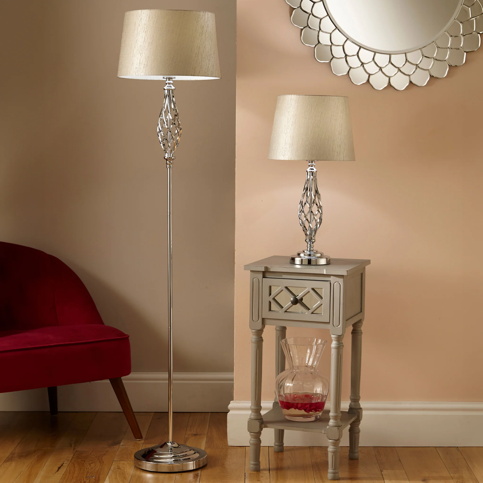 Jenna Silver Metal Twist Detail Table Lamp - Image 2