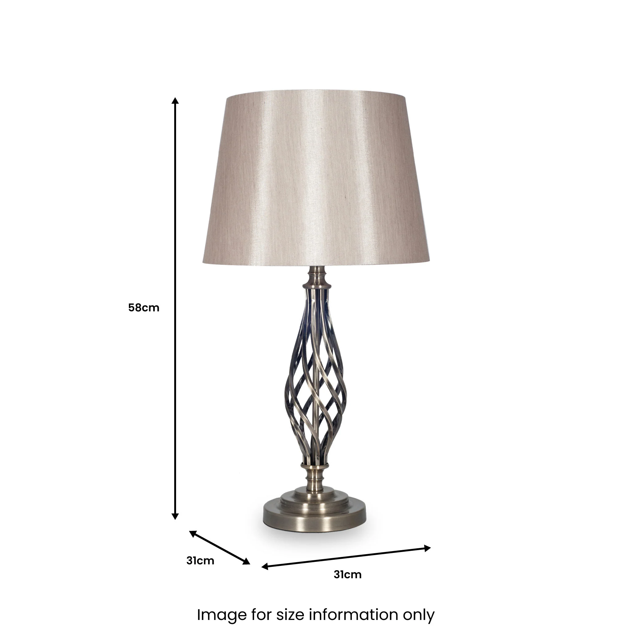 Jenna Silver Metal Twist Detail Table Lamp - Image 4