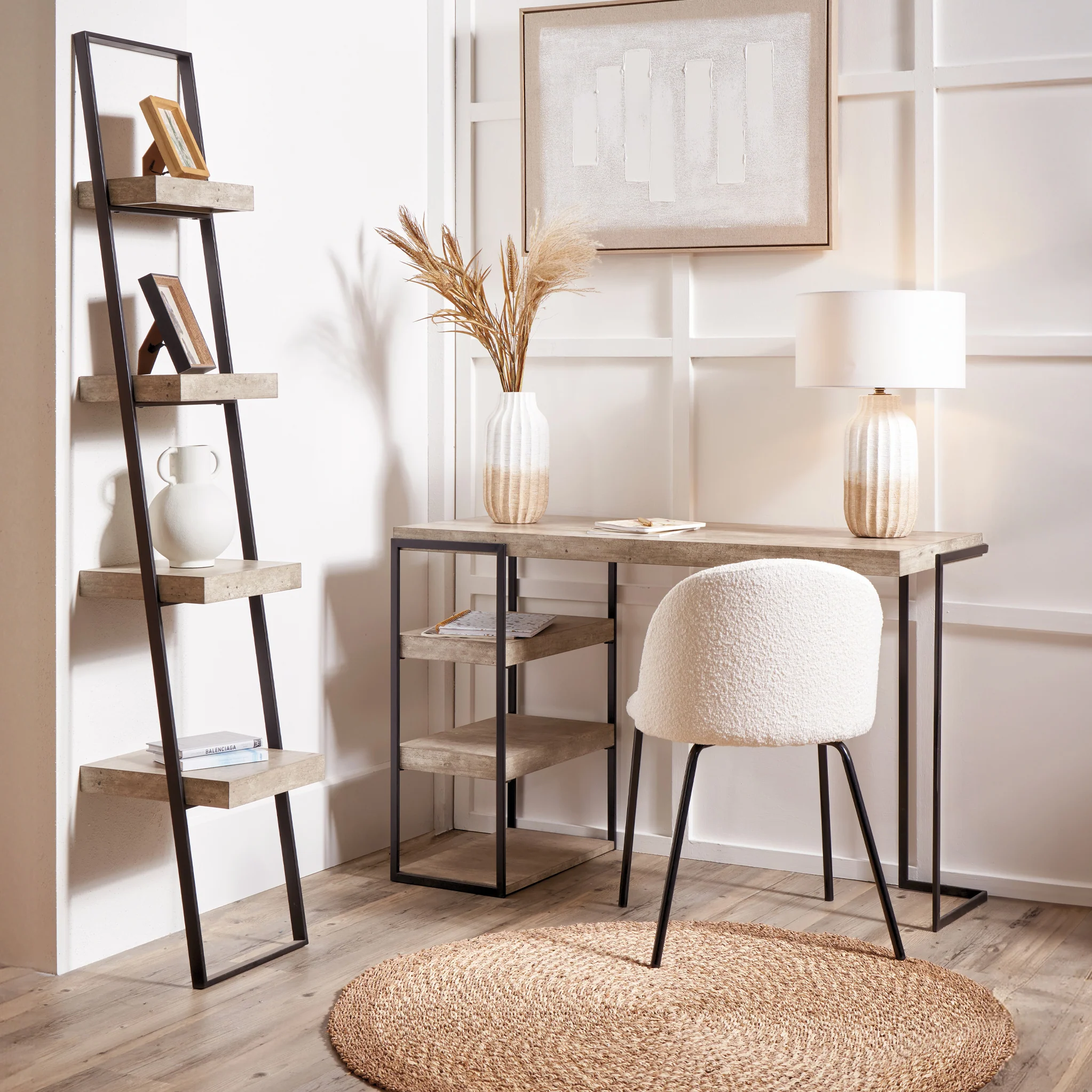 Jersey Concrete Effect Ladder Shelving Unit - Image 2