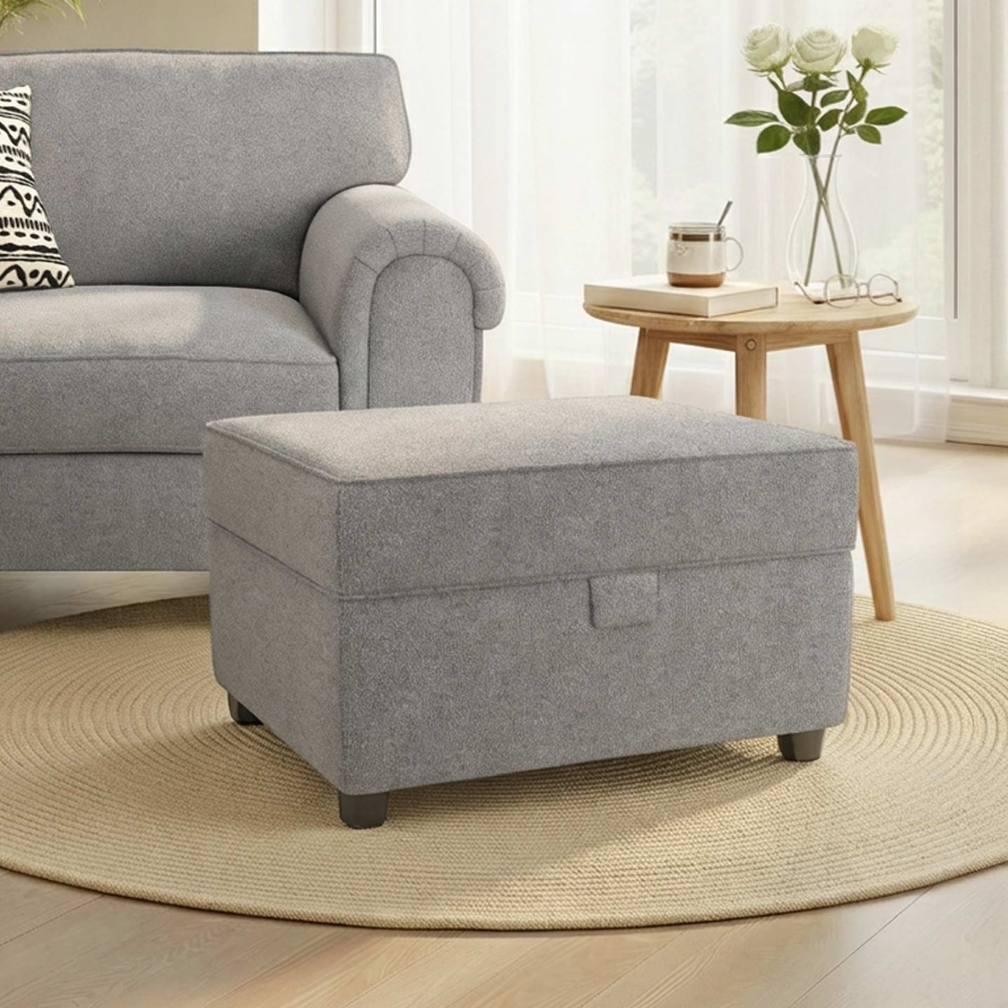 Jessie Boucle Small Storage Footstool - Image 2