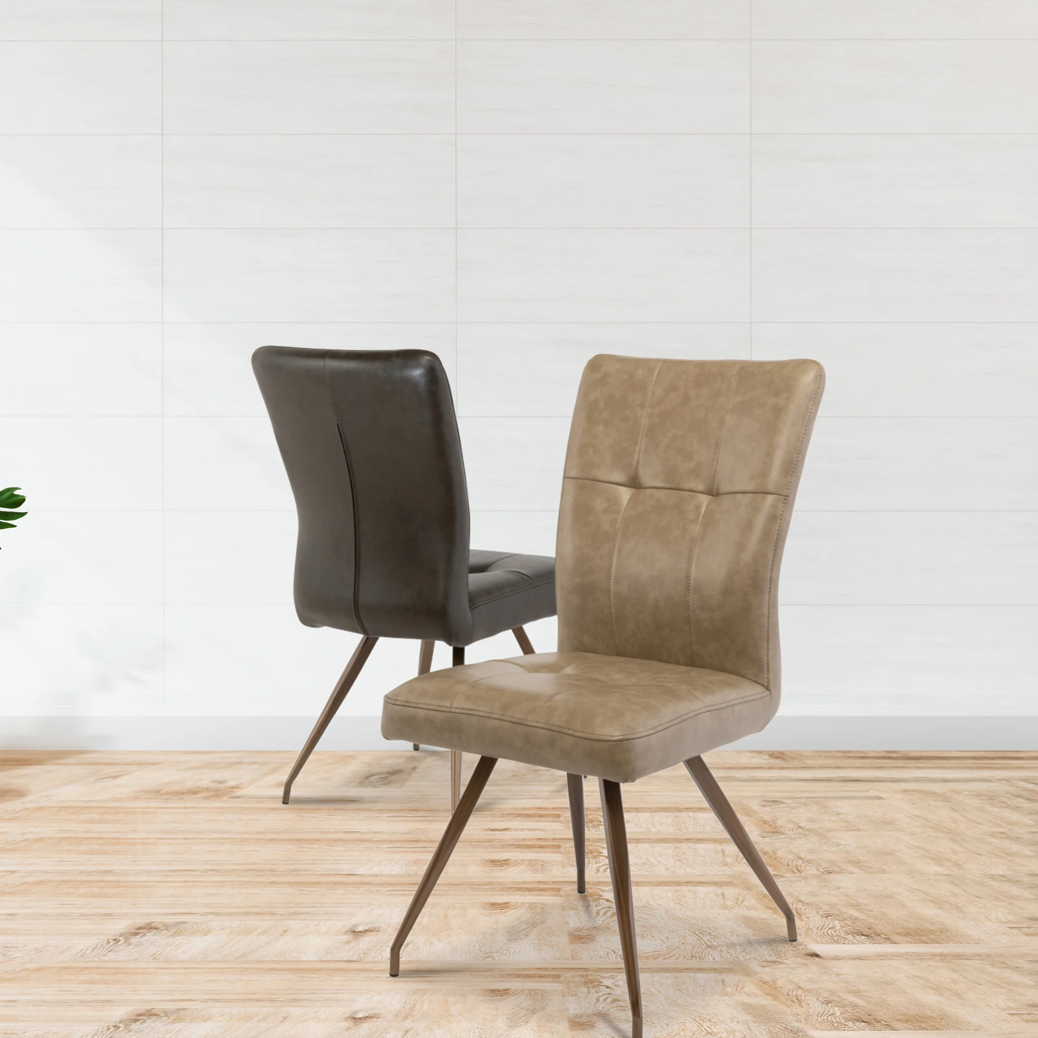 Johan Faux Leather Panelled Back Dining Chair - Image 2