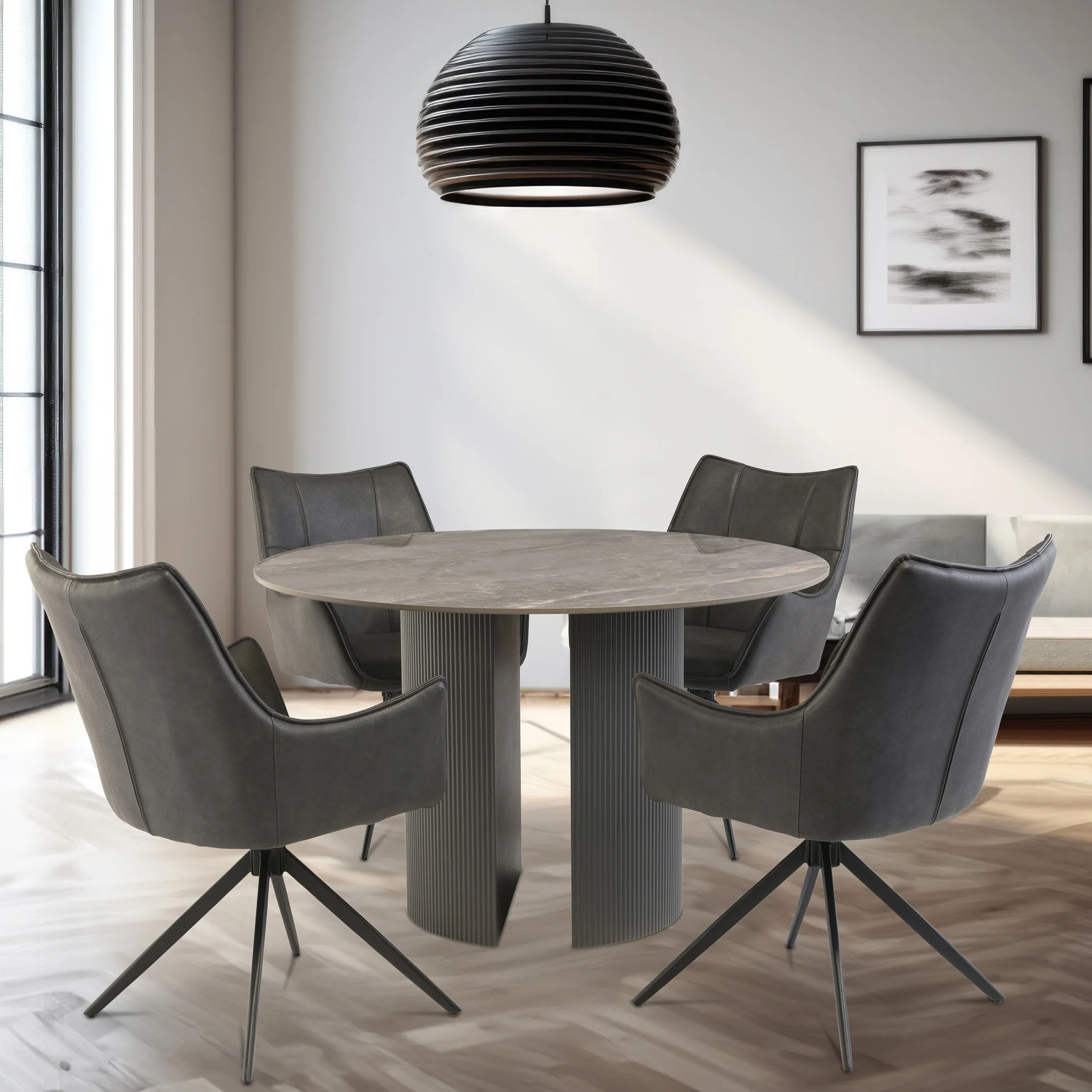 Jonas 120cm Sintered Stone Round Dining Table - Image 2