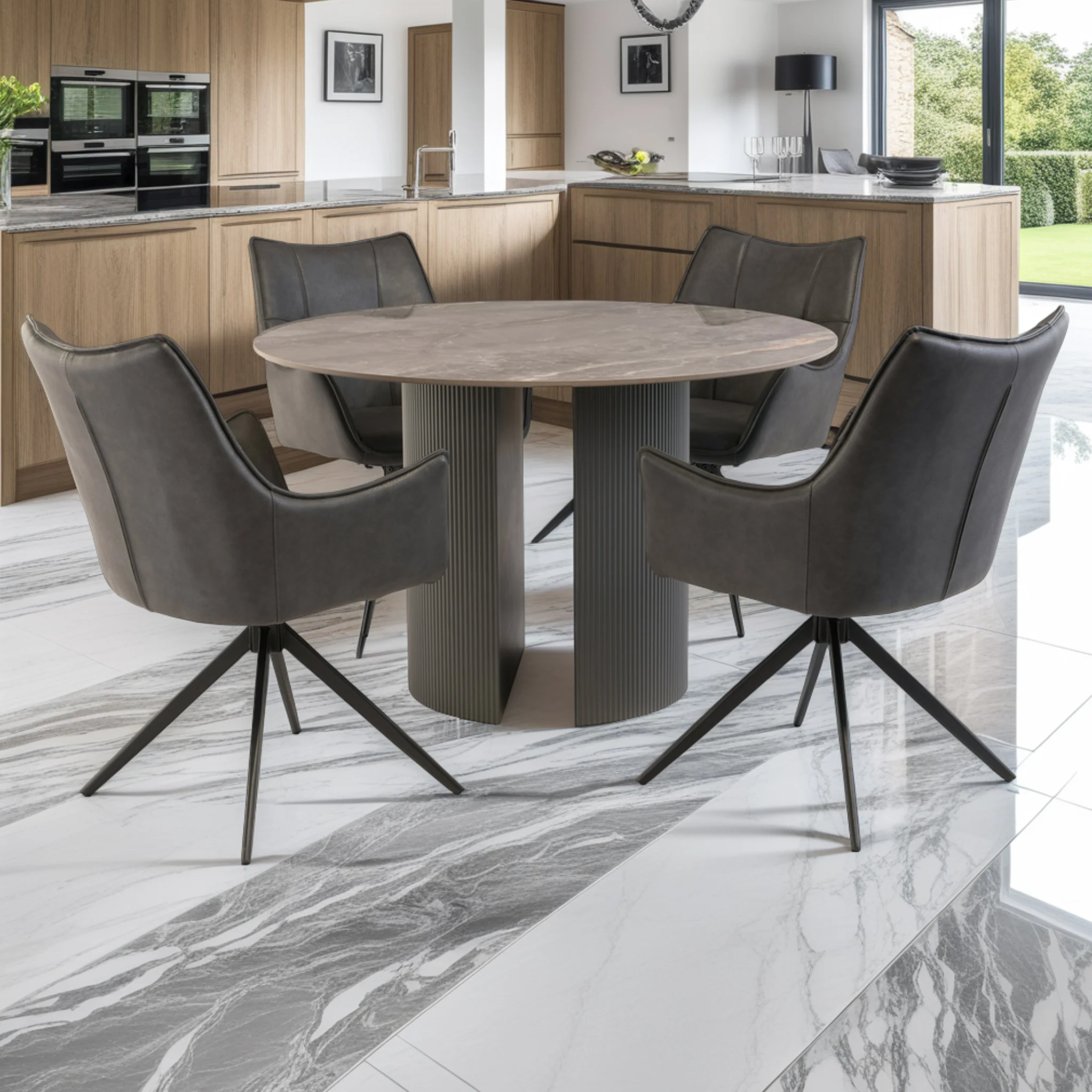 Jonas 120cm Sintered Stone Round Dining Table - Image 3