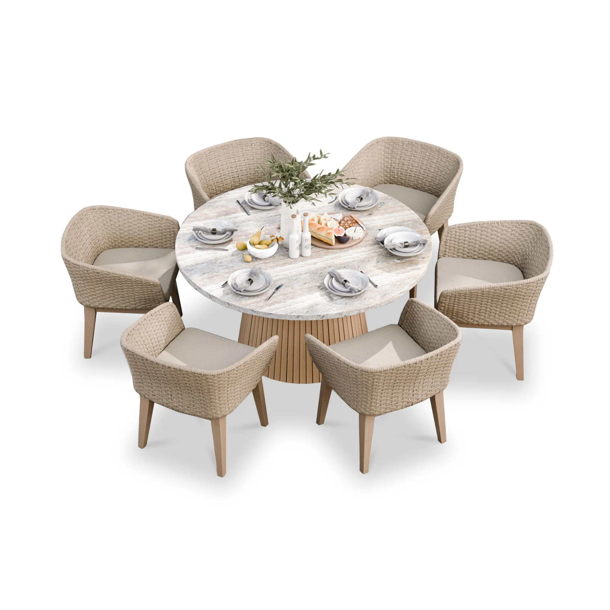 Jupiter 6 Seater Round Conical Dining Set with Eden Dawn Dining Chairs - Image 2