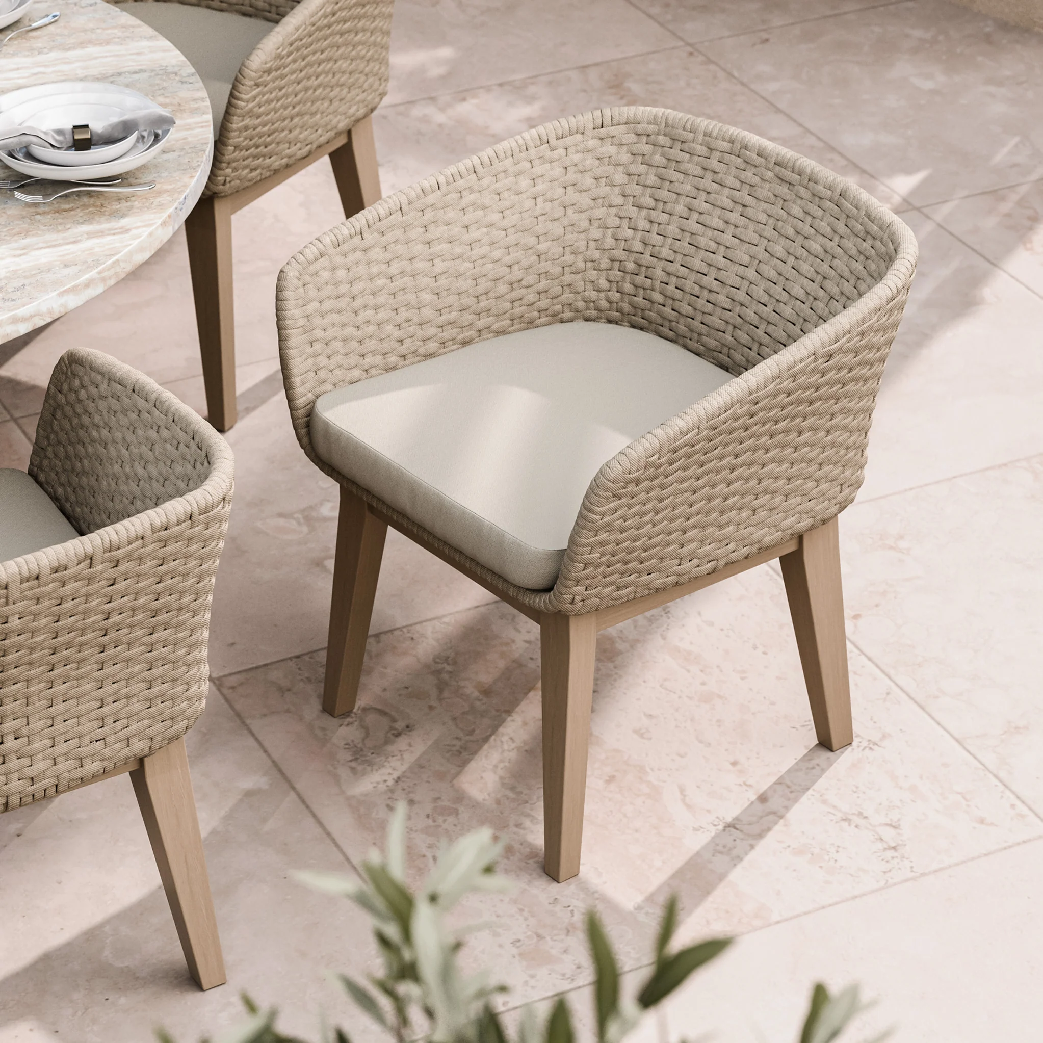 Jupiter 6 Seater Round Conical Dining Set with Eden Dawn Dining Chairs - Image 4