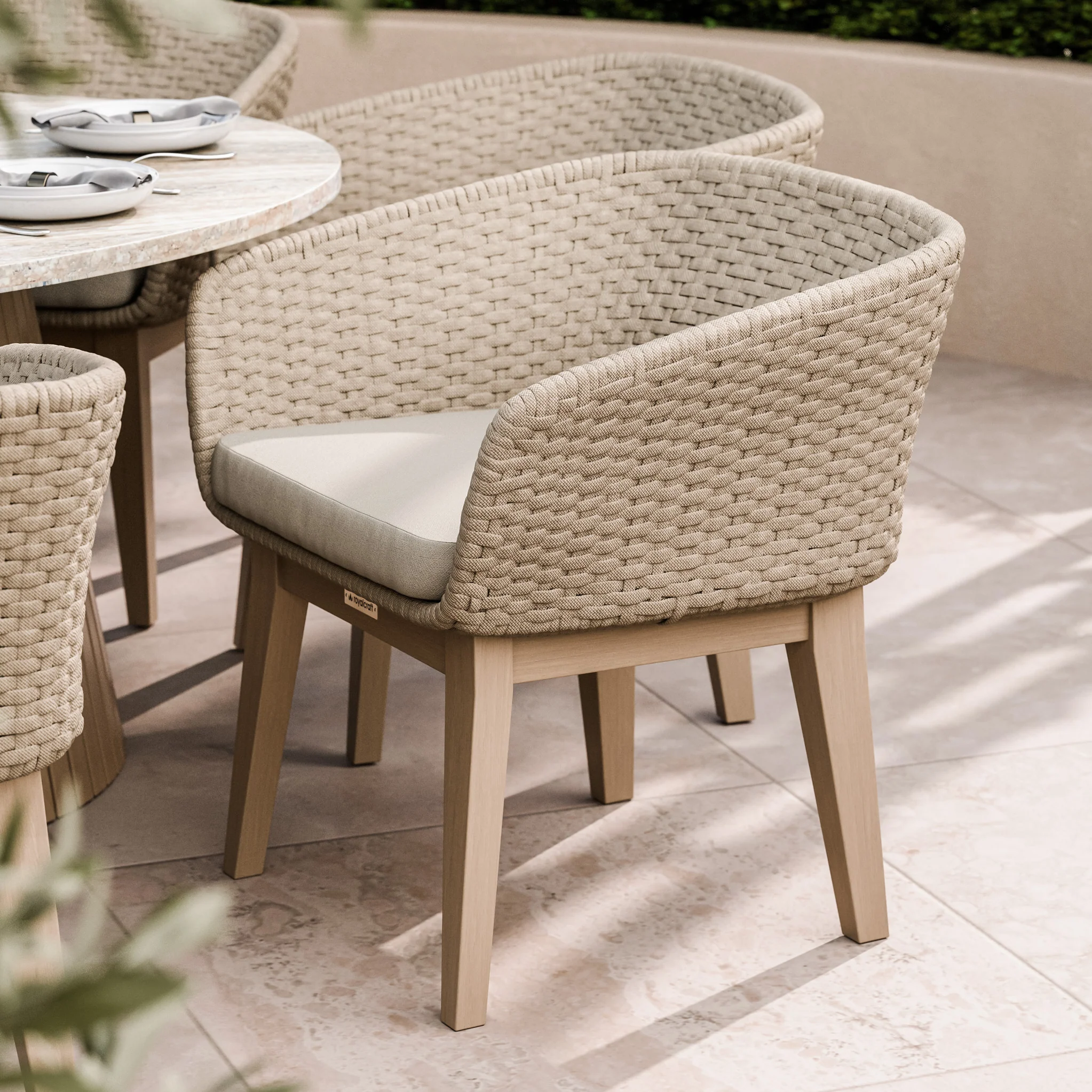 Jupiter 8 Seater Ellipse D Conical Dining Set with Eden Dawn Dining Chairs - Image 4