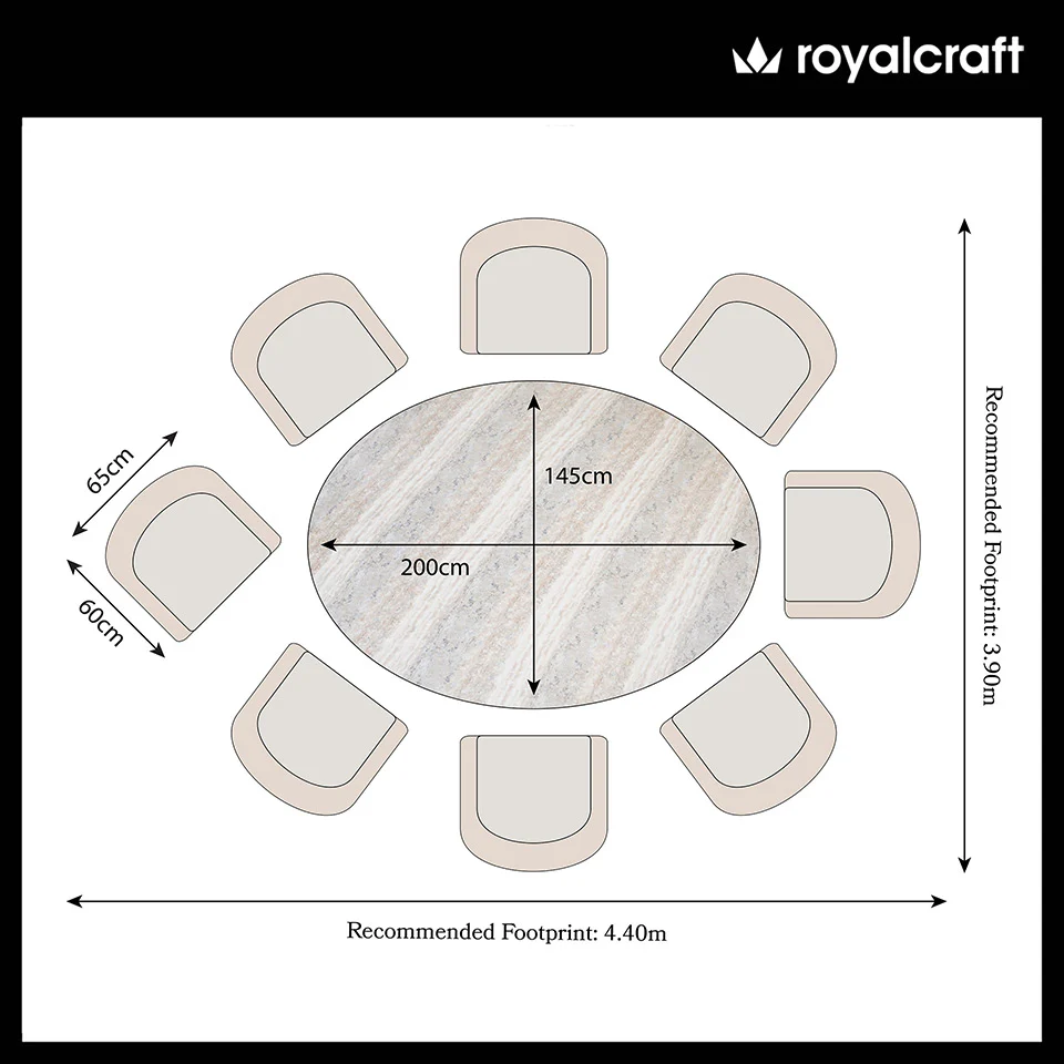 Jupiter 8 Seater Ellipse D Conical Dining Set with Eden Dawn Dining Chairs - Image 8
