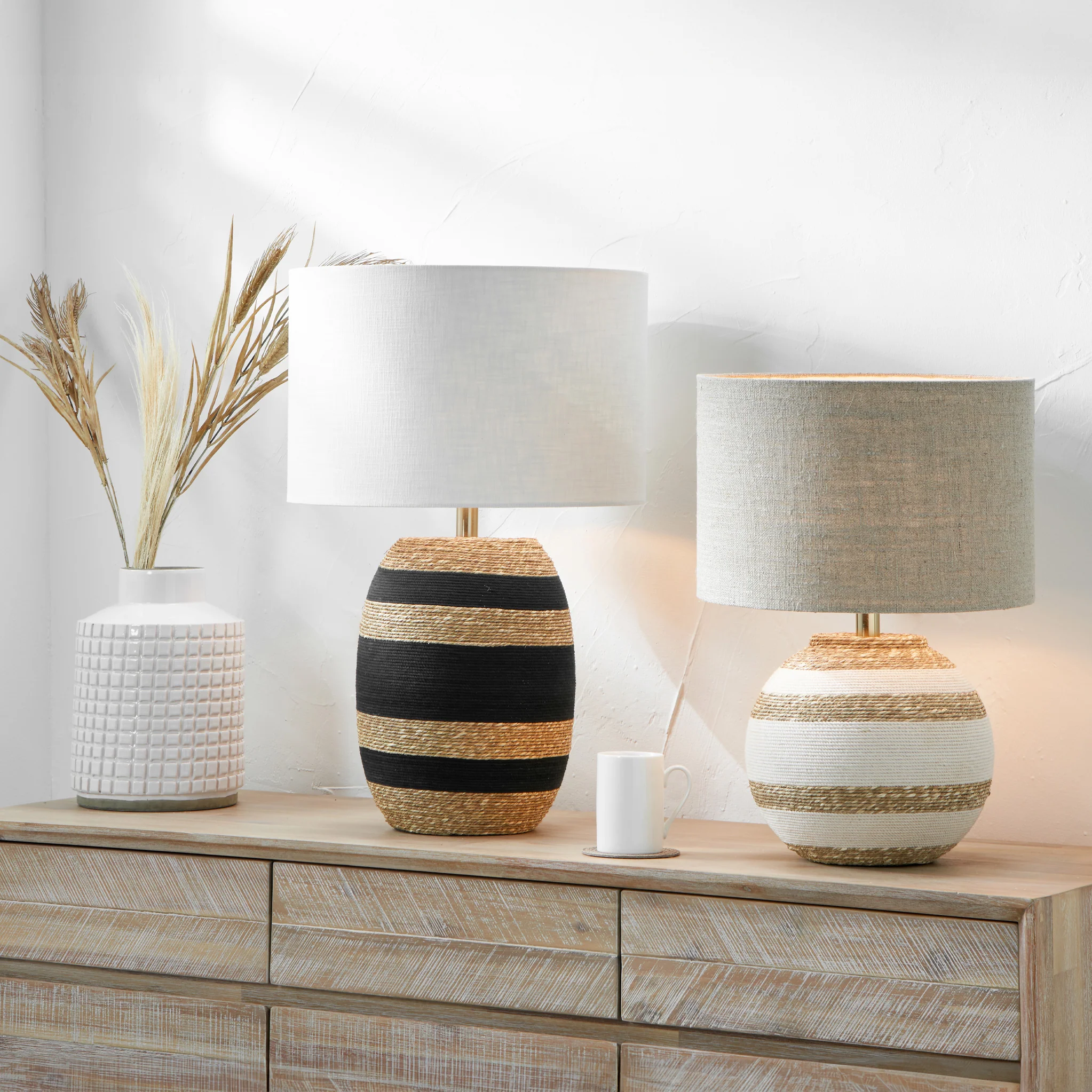 Kalutara Black and Natural Sea Grass Tall Table Lamp - Image 7