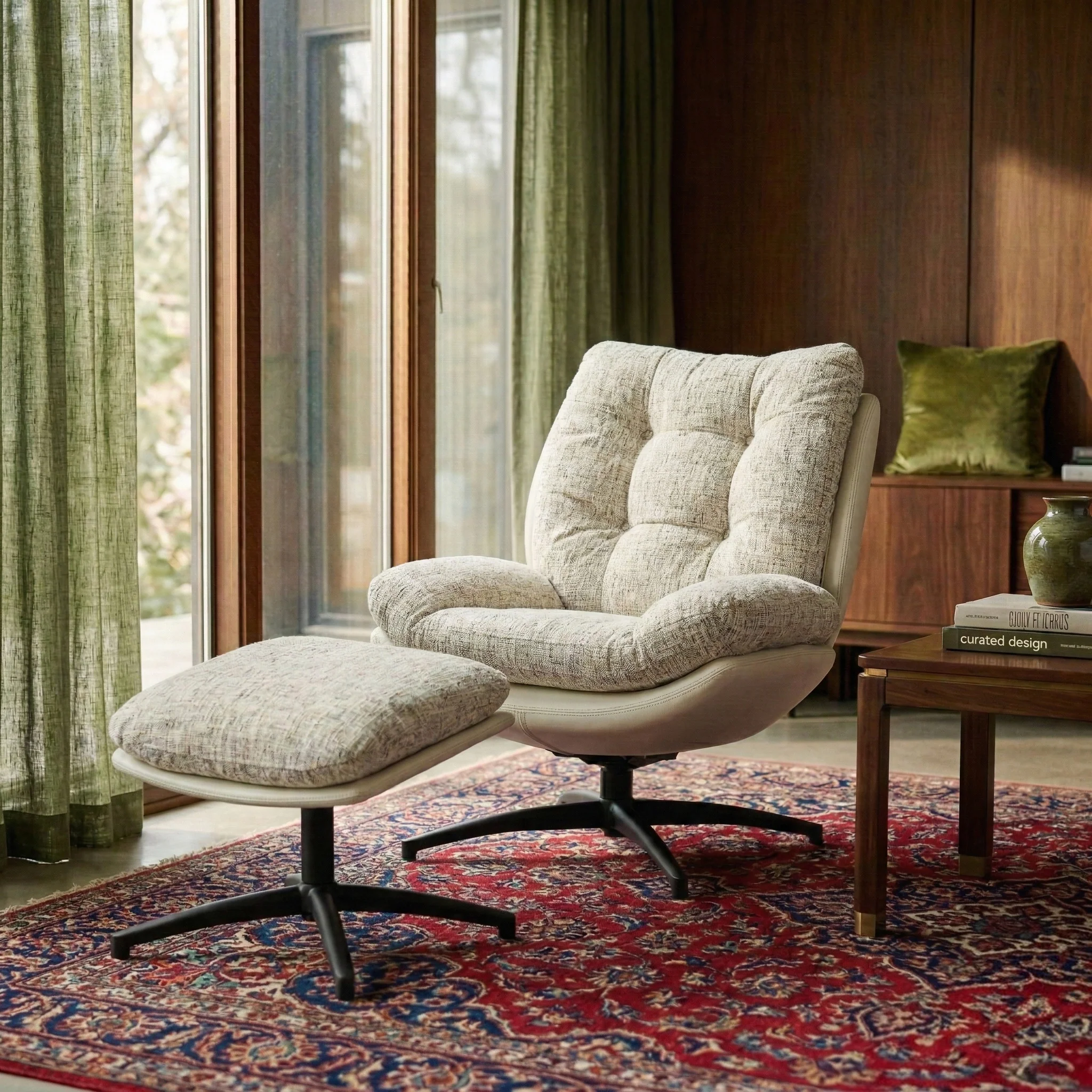 Kelso Lounge Accent Chair with Footstool - Image 9