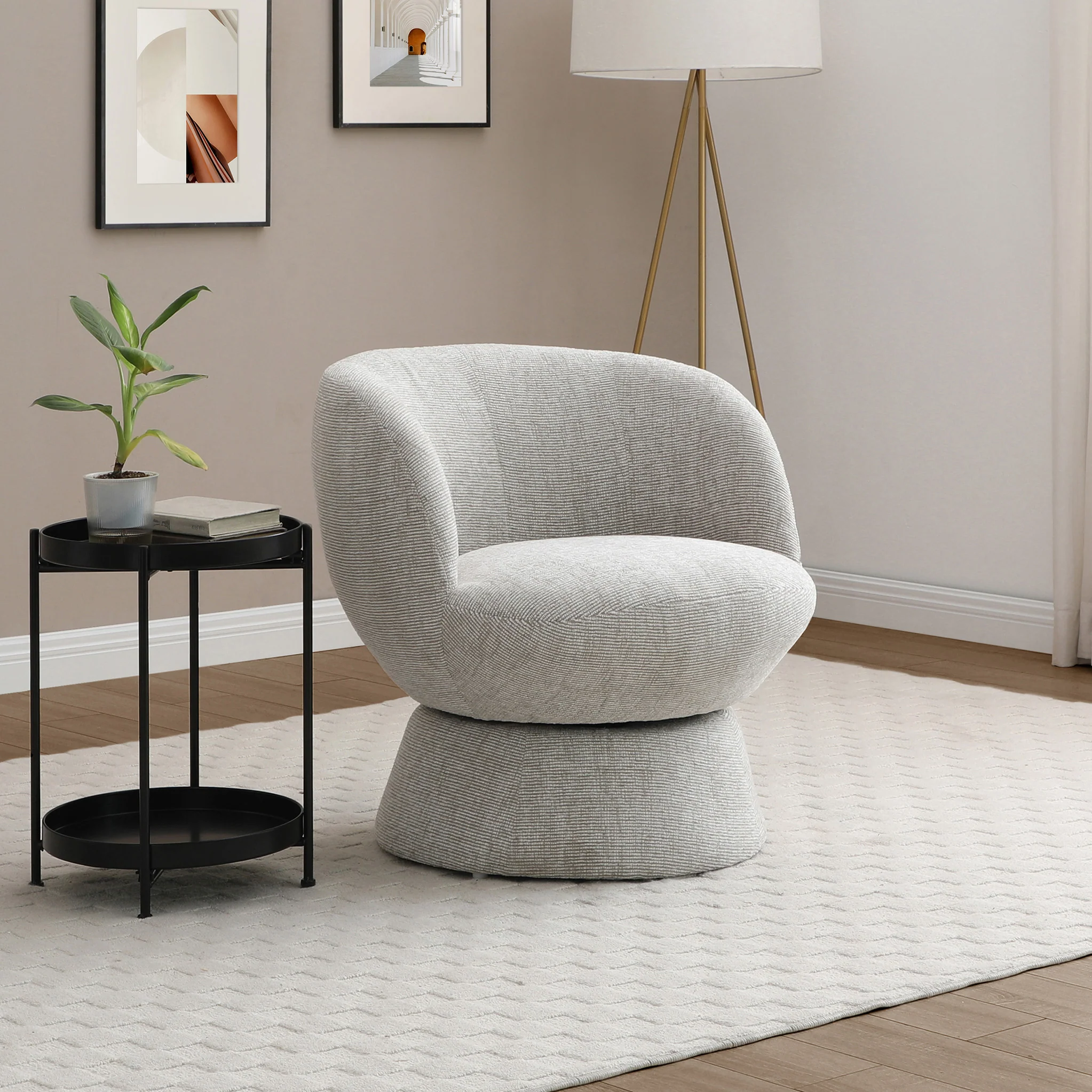 Kendal Woven Chenille Tulip Swivel Chair - Image 16