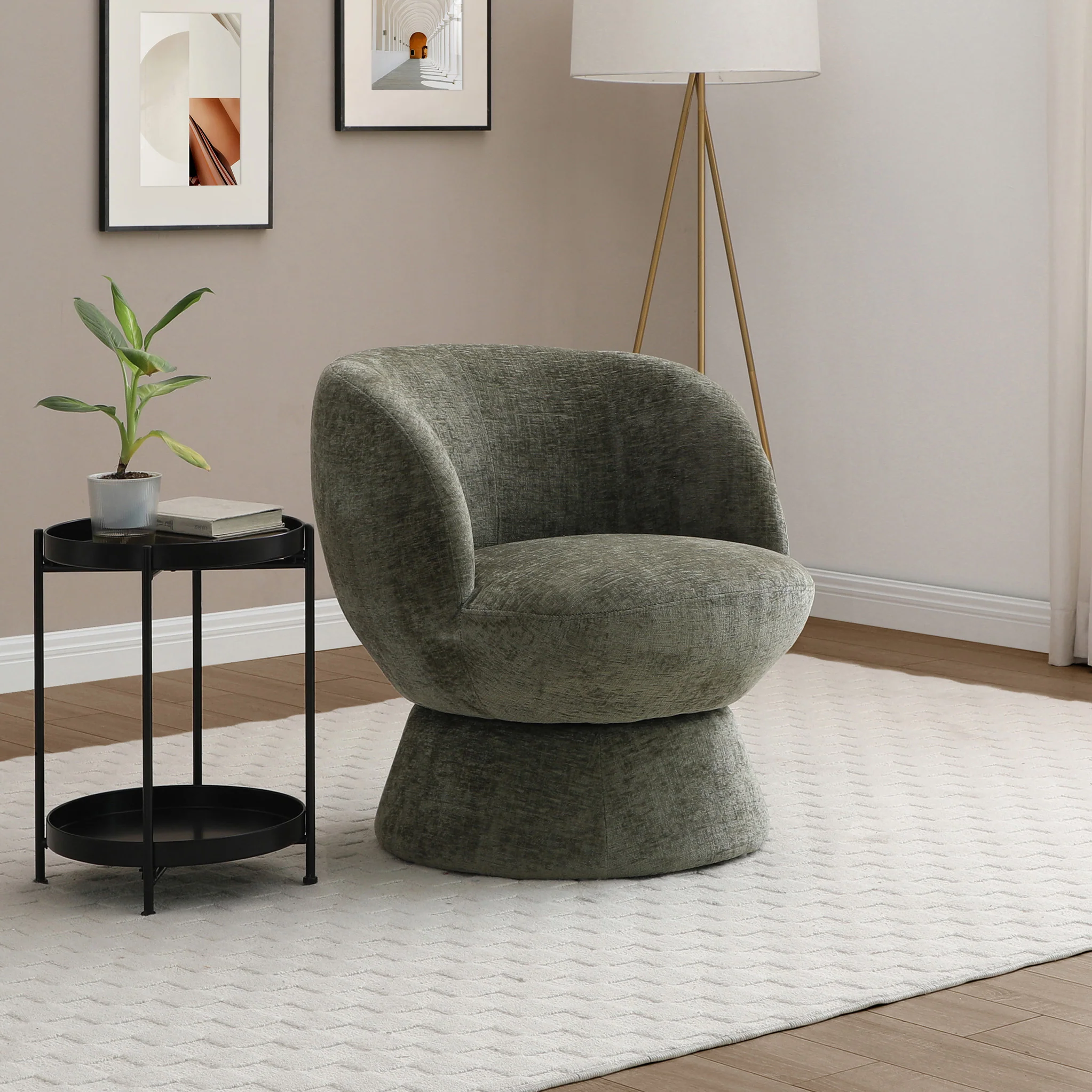 Kendal Woven Chenille Tulip Swivel Chair - Image 2