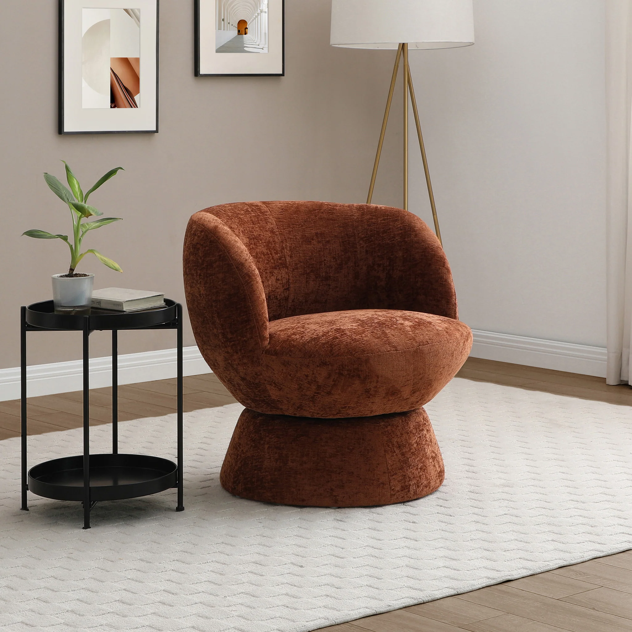 Kendal Woven Chenille Tulip Swivel Chair - Image 9