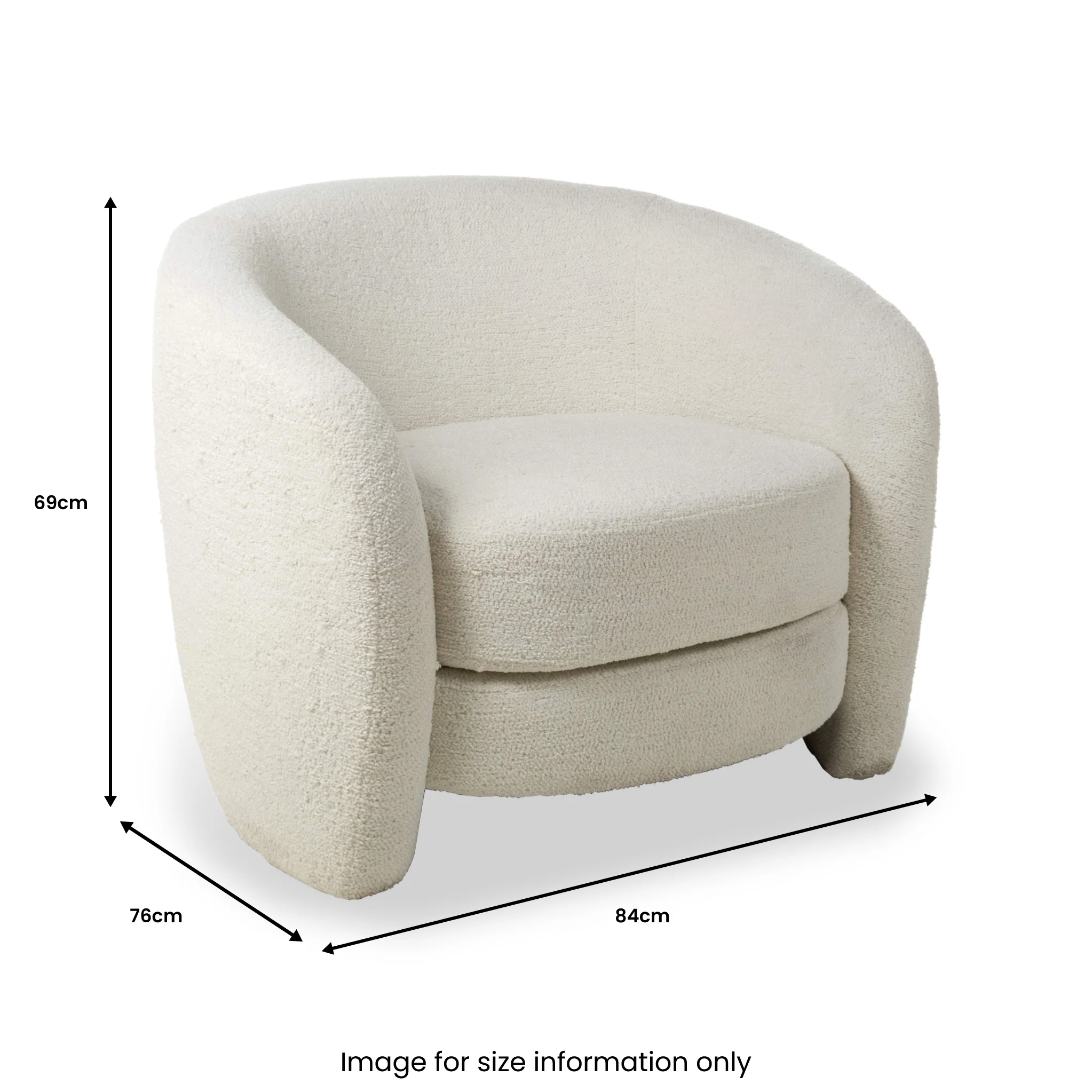 Kendry White Boucle Tub Chair - Image 9