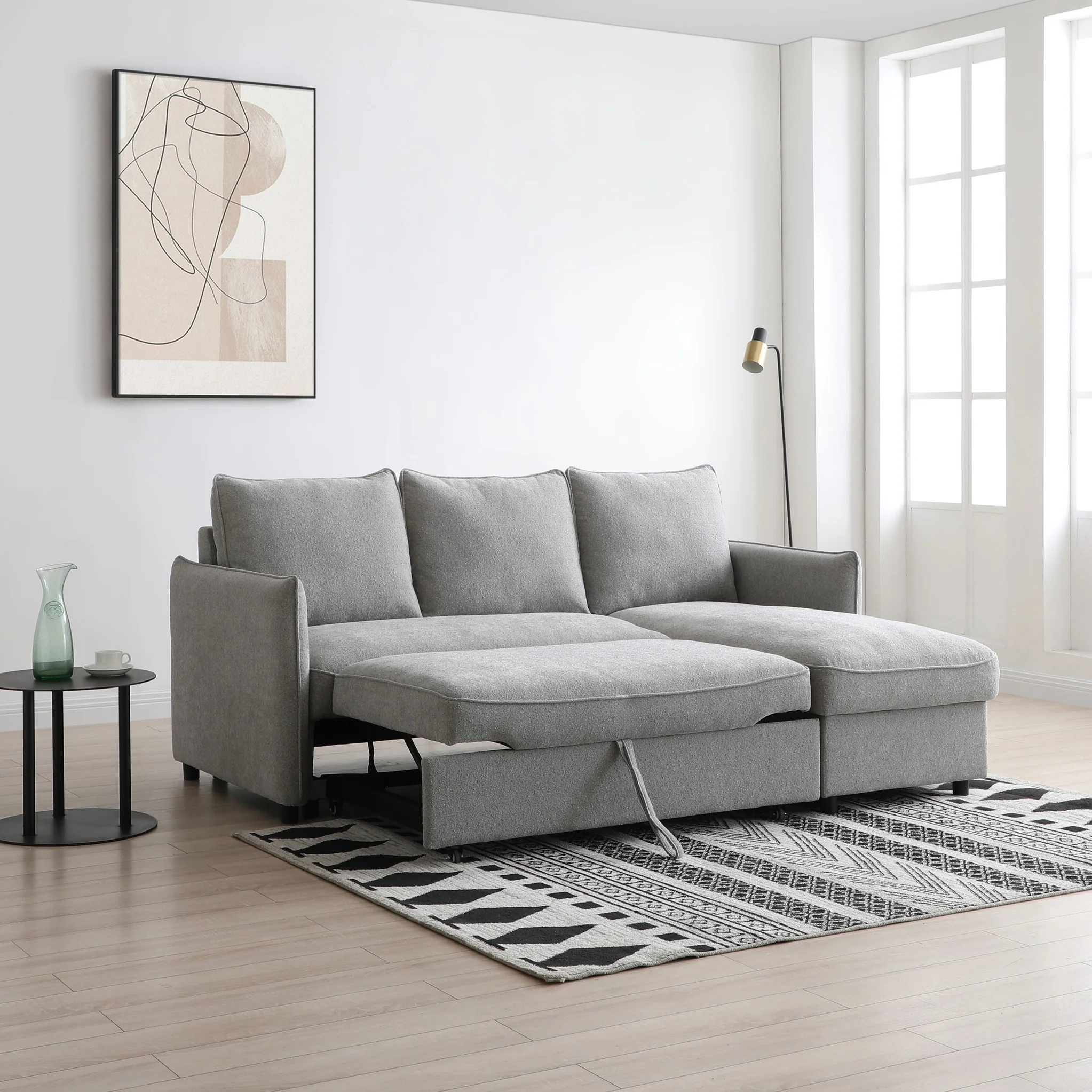 Keya Boucle Pop Up Chaise Sofa Bed - Image 3