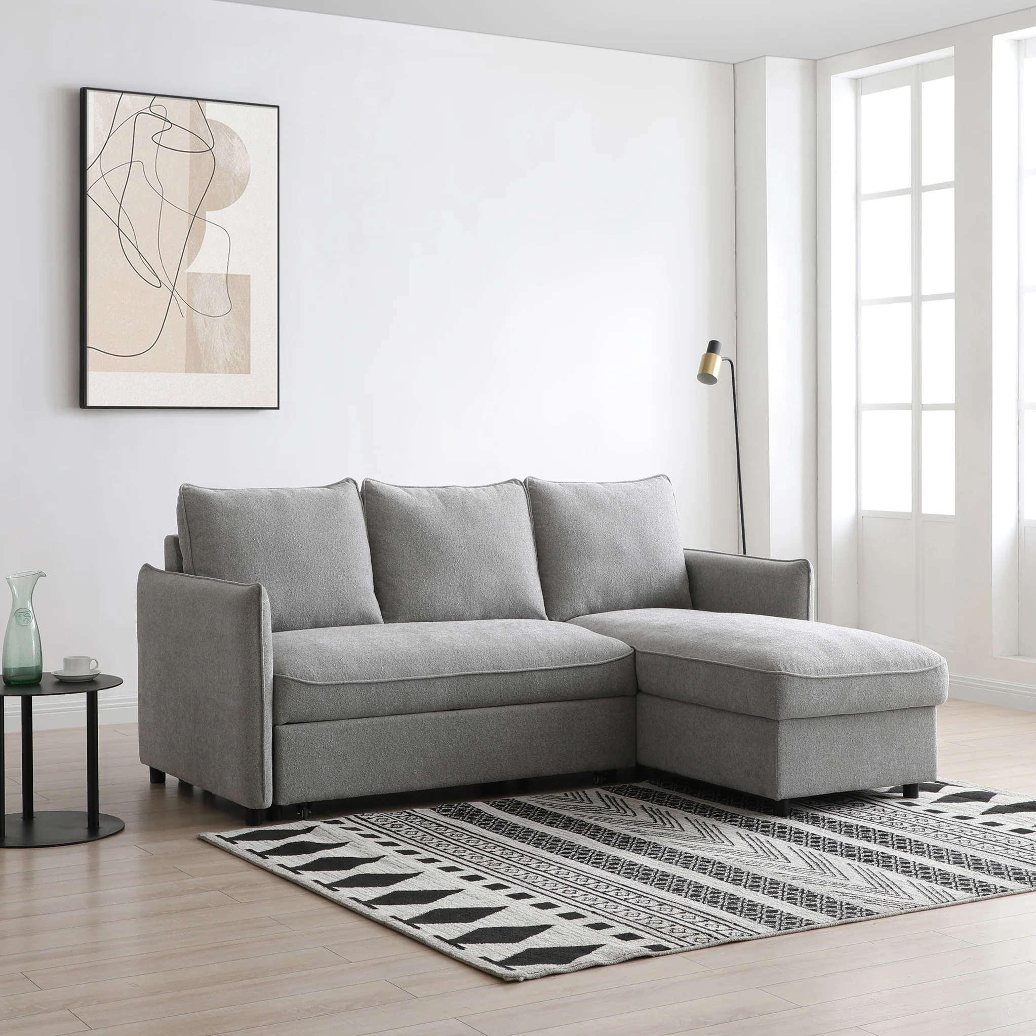 Keya Boucle Pop Up Chaise Sofa Bed - Image 7
