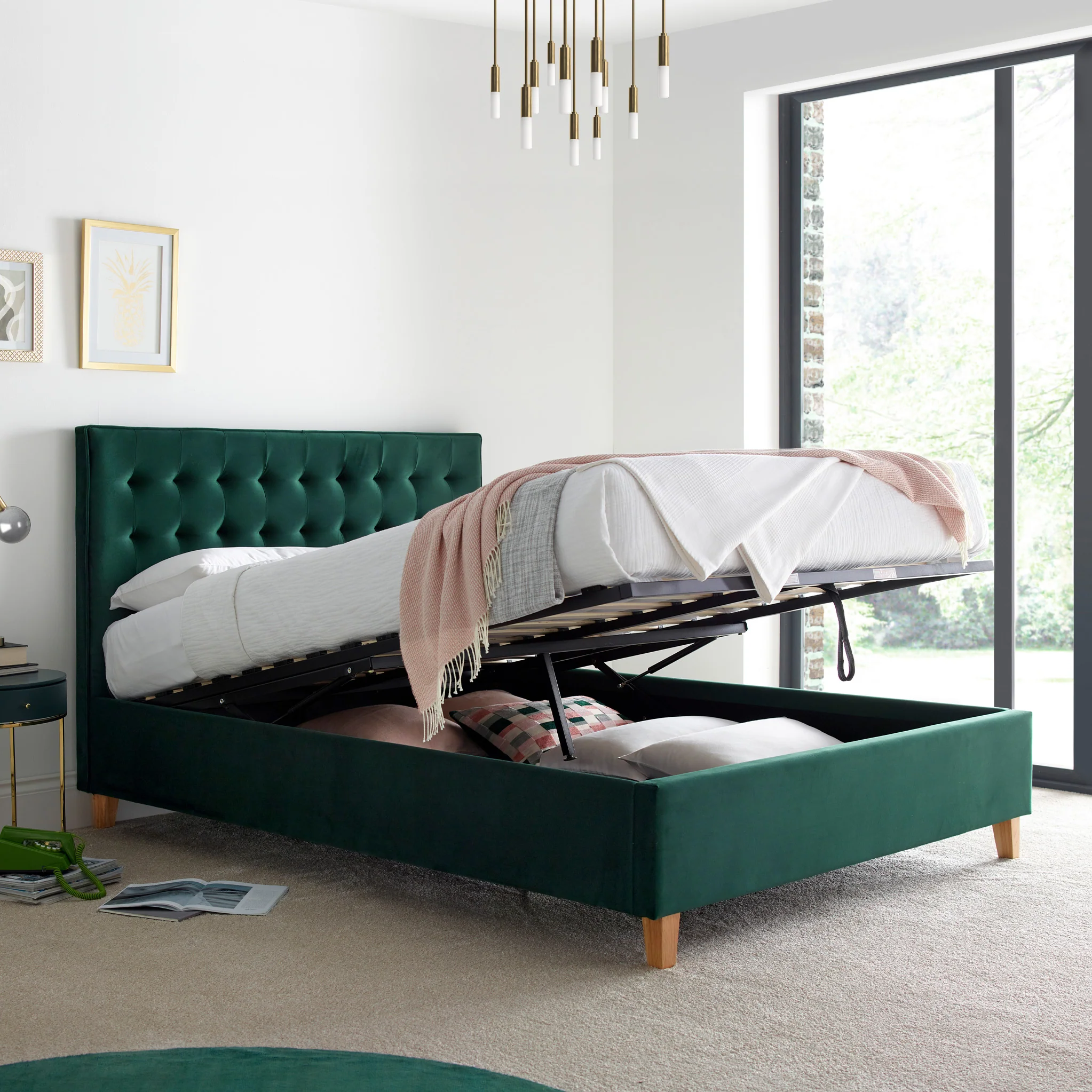 Kia Velvet Ottoman Bed - Image 2
