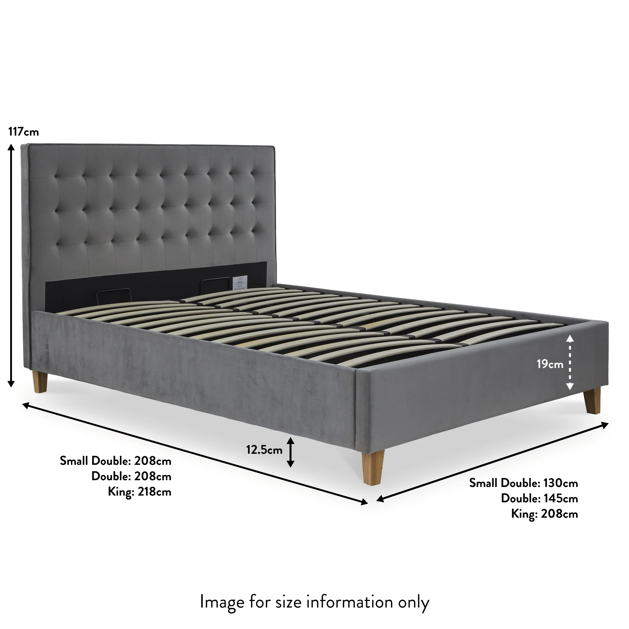 Kia Velvet Ottoman Storage Bed Frame - Image 17