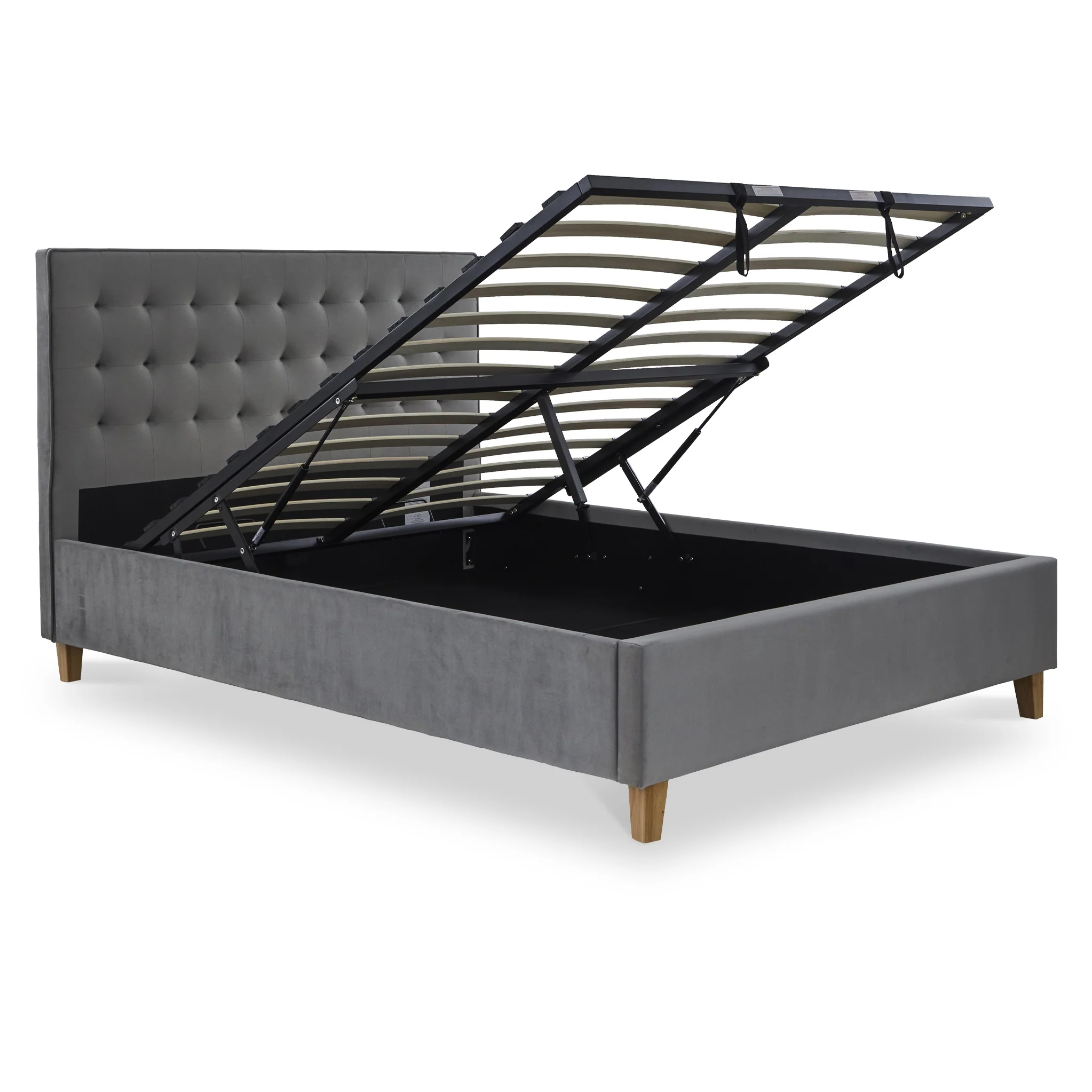 Kia Velvet Ottoman Storage Bed Frame - Image 4