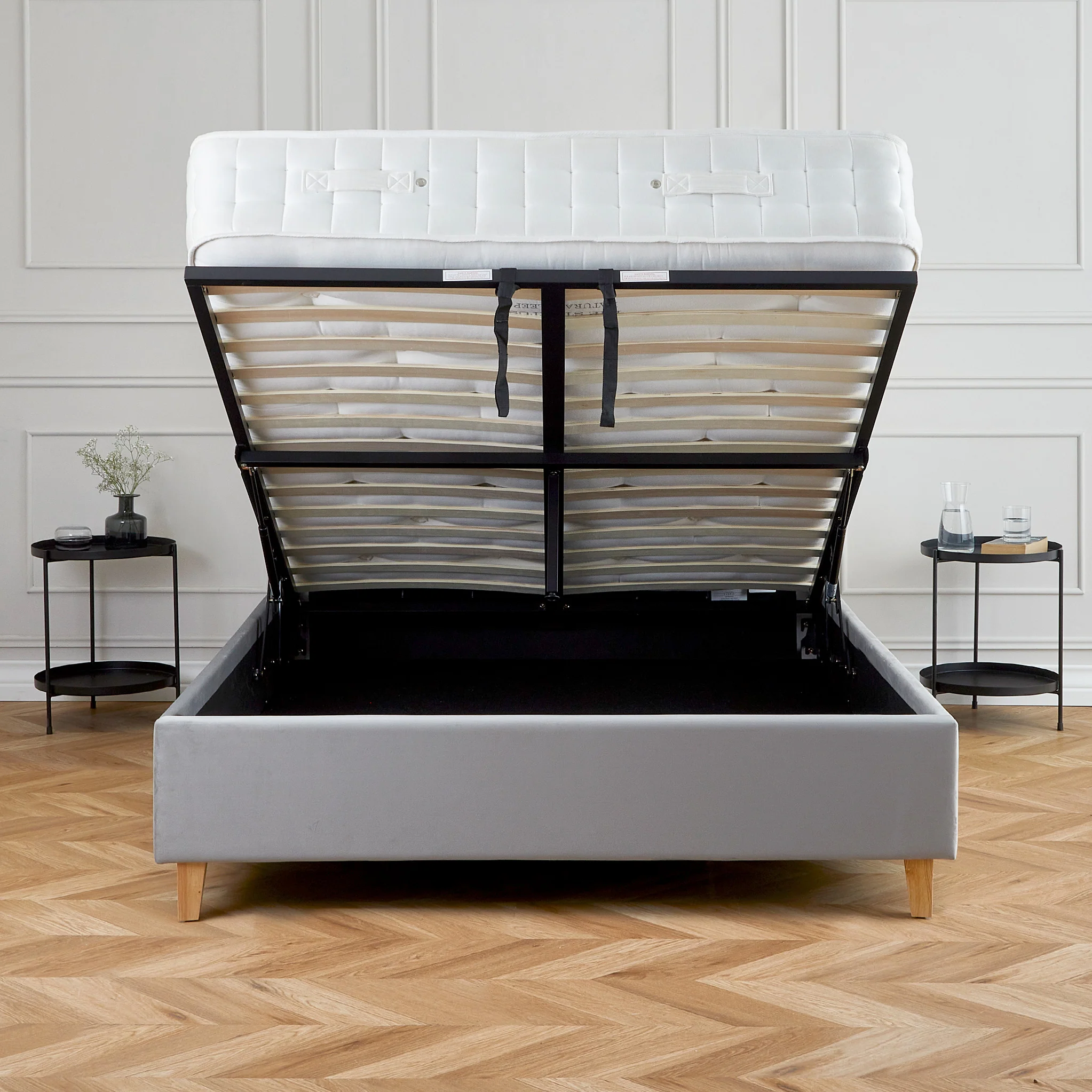 Kia Velvet Ottoman Storage Bed Frame - Image 6