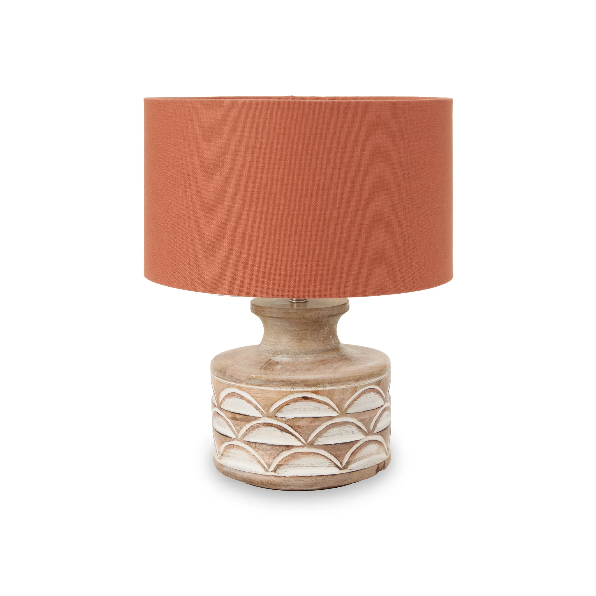 Kingsbury White Wash Carved Wood Table Lamp