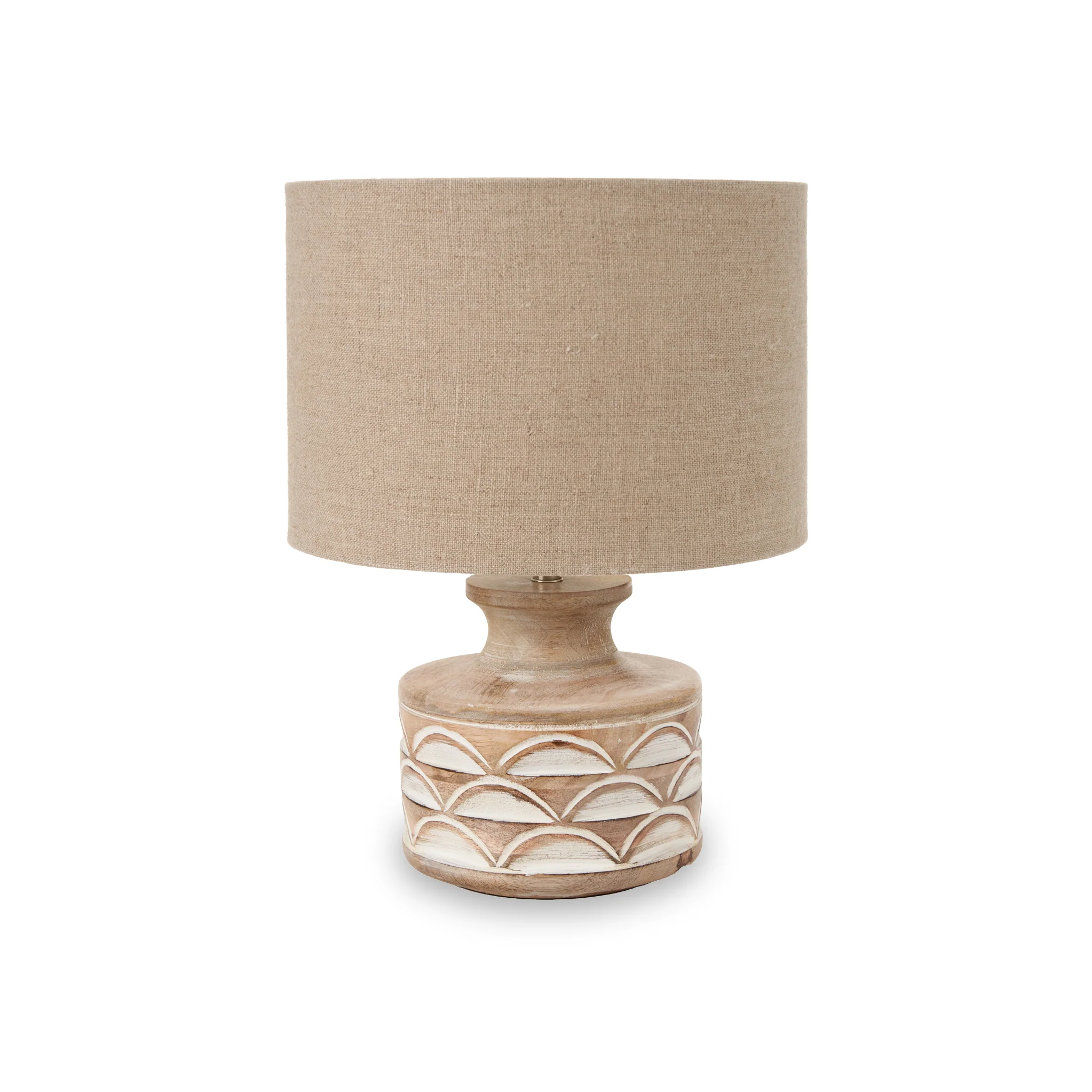 Kingsbury White Wash Carved Wood Table Lamp - Image 3