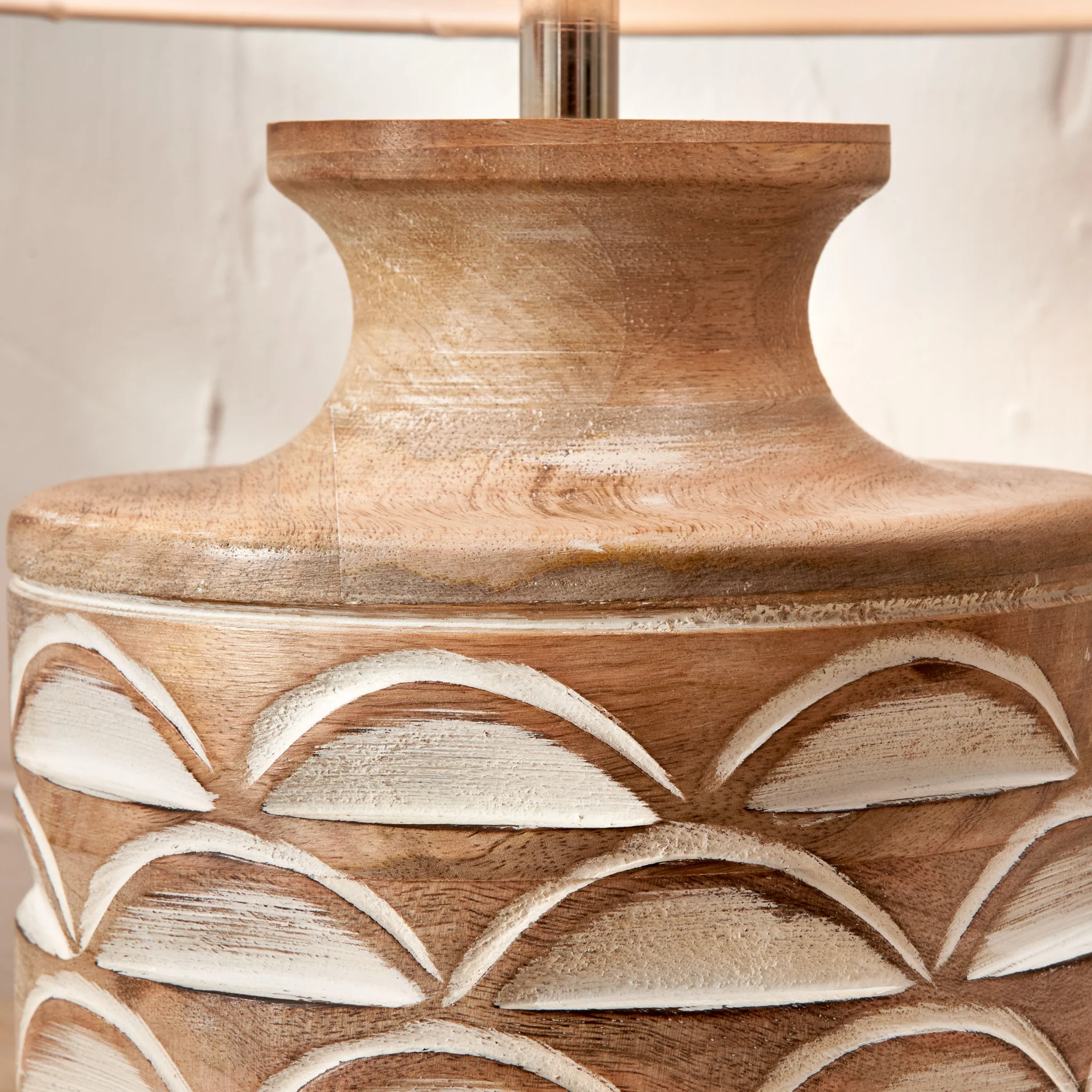 Kingsbury White Wash Carved Wood Table Lamp - Image 4