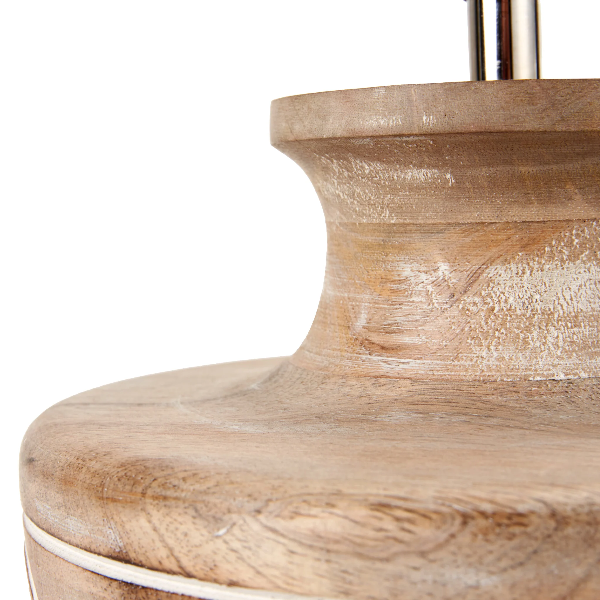 Kingsbury White Wash Large Carved Wood Table Lamp - Image 3